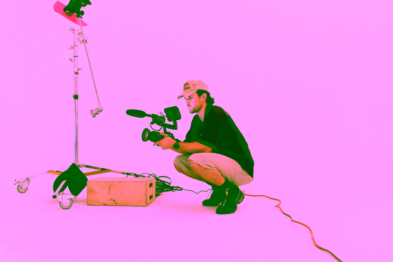 Professional photographer at a video shoot