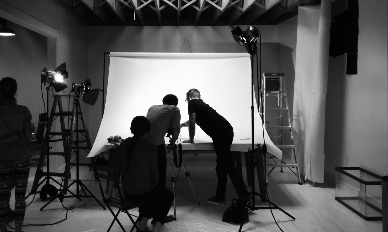 Professional photographers at a photoshoot