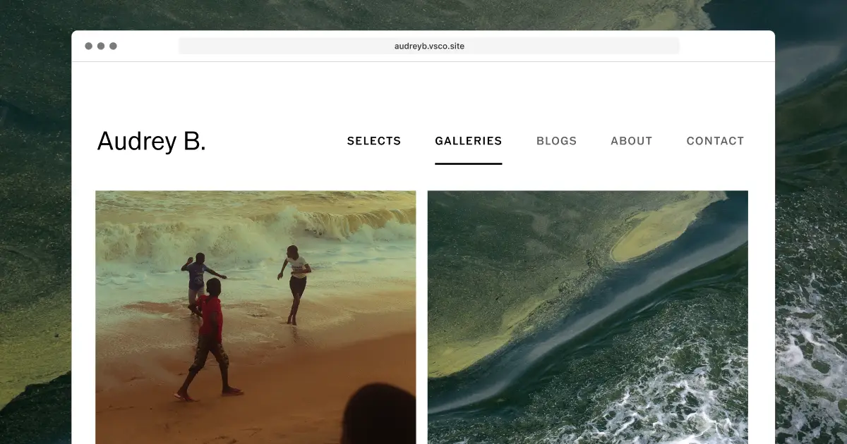 Photography website made with VSCO Sites portfolio builder