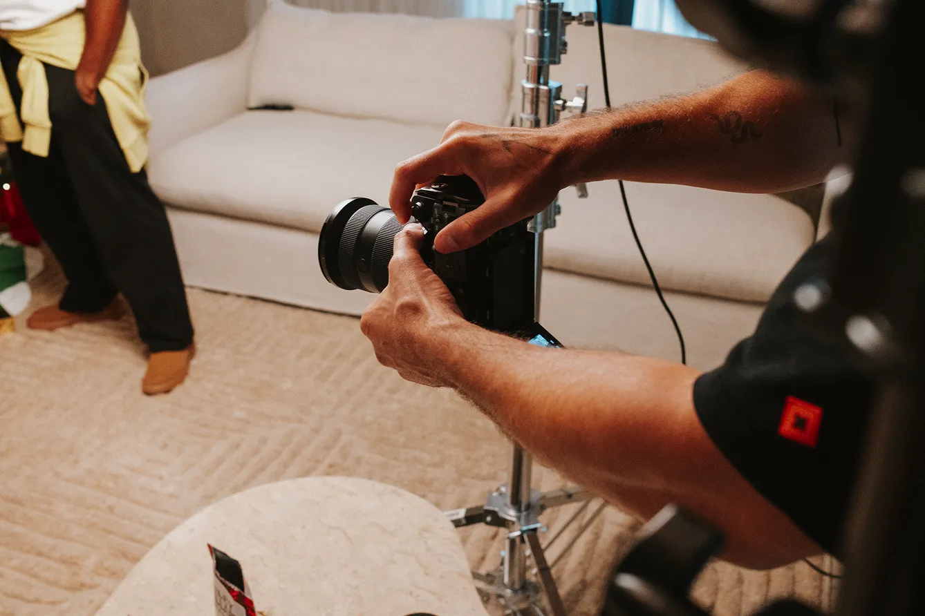 Professional commercial photographer at work