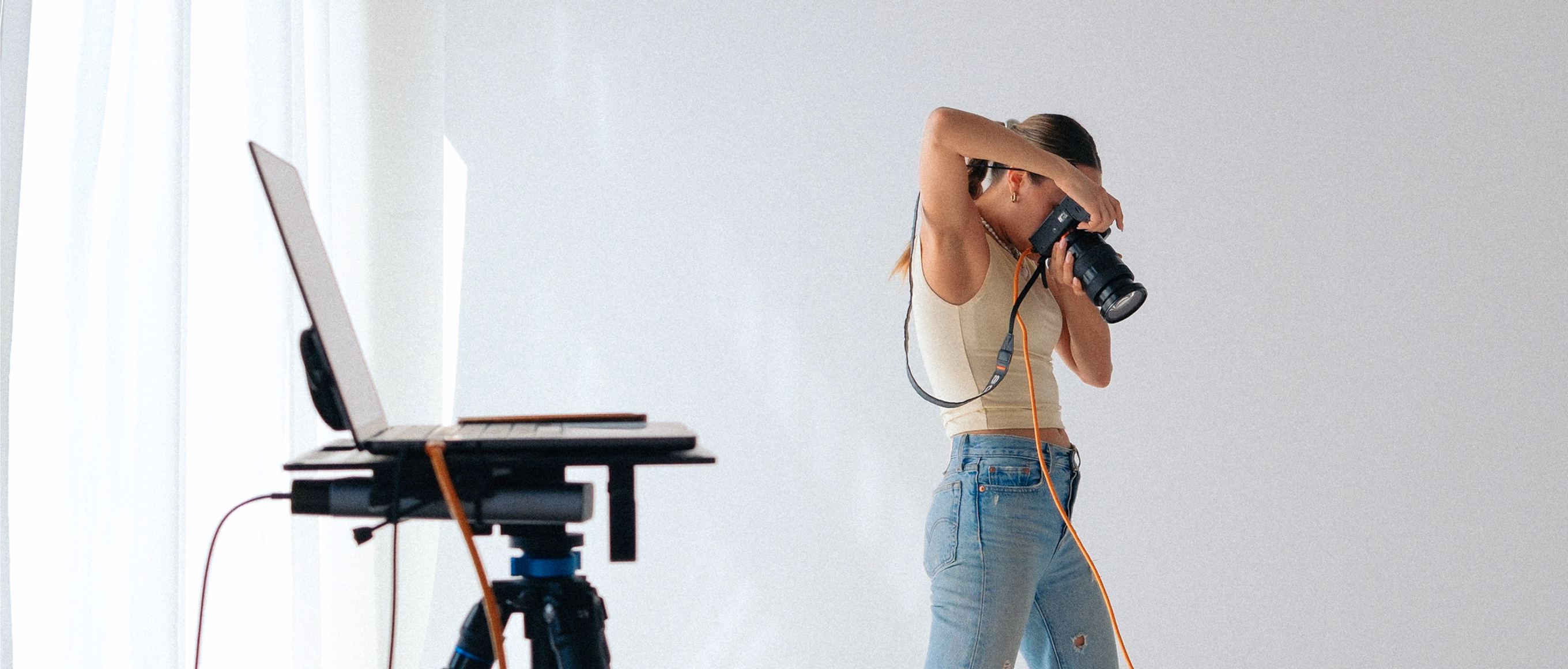 Professional photographer on client photoshoot