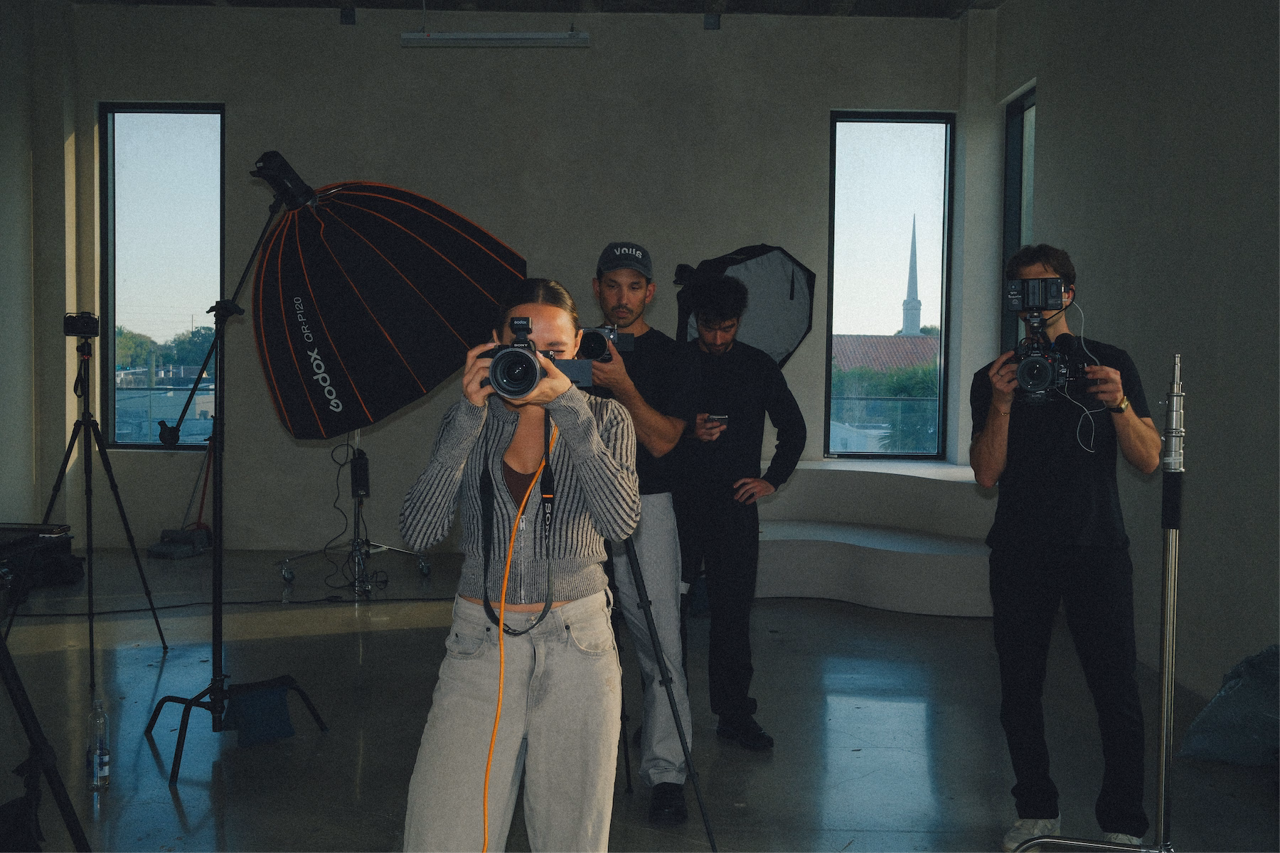Professional photographers at a photoshoot