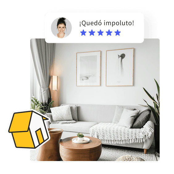 Salón reformado con valoración de 5 estrellas de un cliente