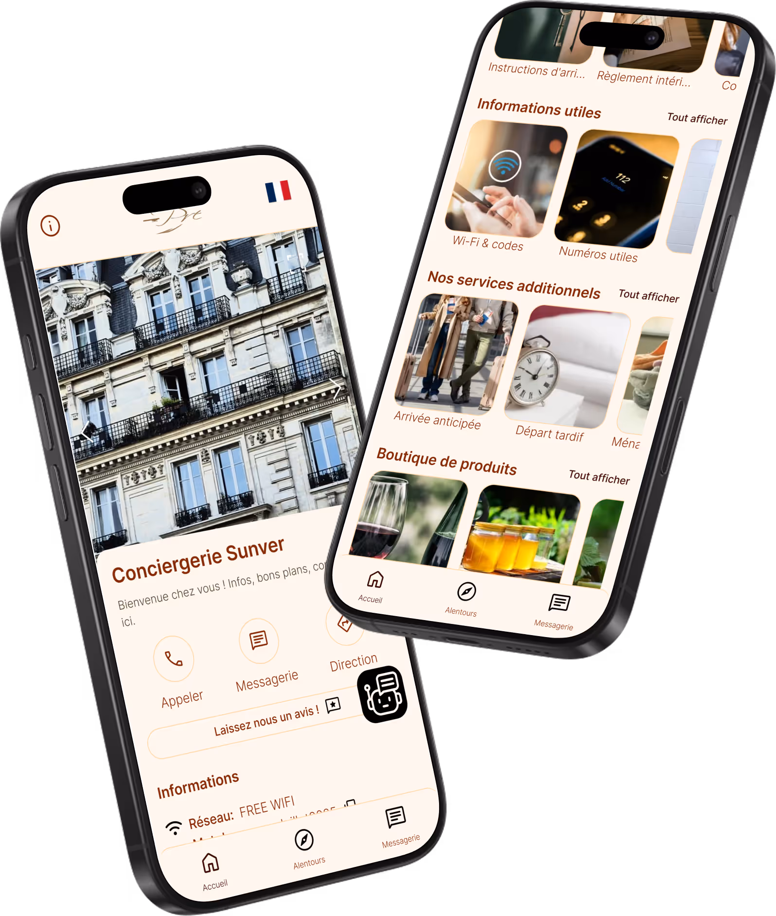 Capture d'écran de différentes pages d'un livret d'accueil pour conciergerie airbnb. 