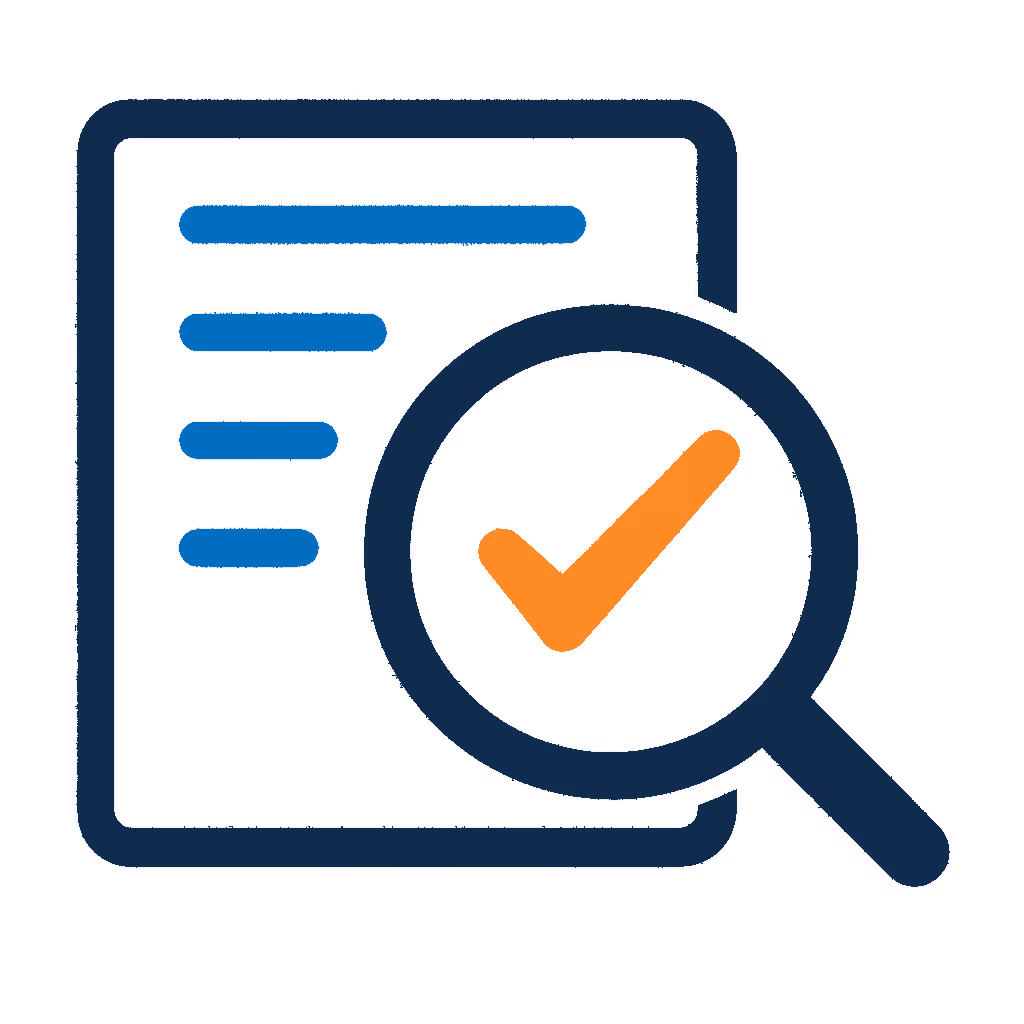 Transparency - A magnifying glass confirming a document
