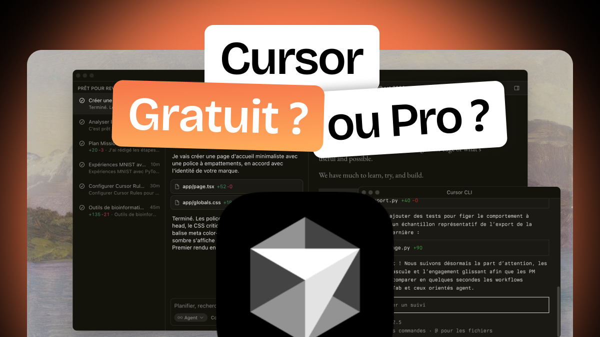 comparatif des plans Cursor gratuit et Pro avec les prix