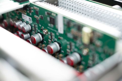 Close up image of an Innosonix amplifier module from an Innosonix Digital Multi-Channel Amplifier