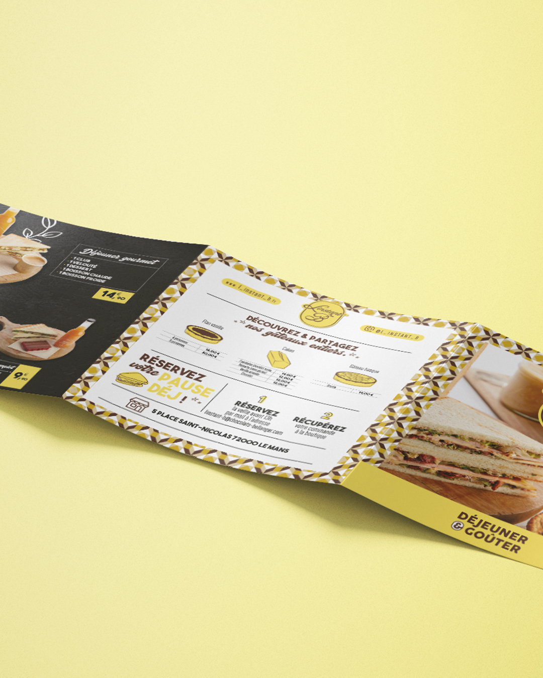 flyer présentant un menu de traiteur