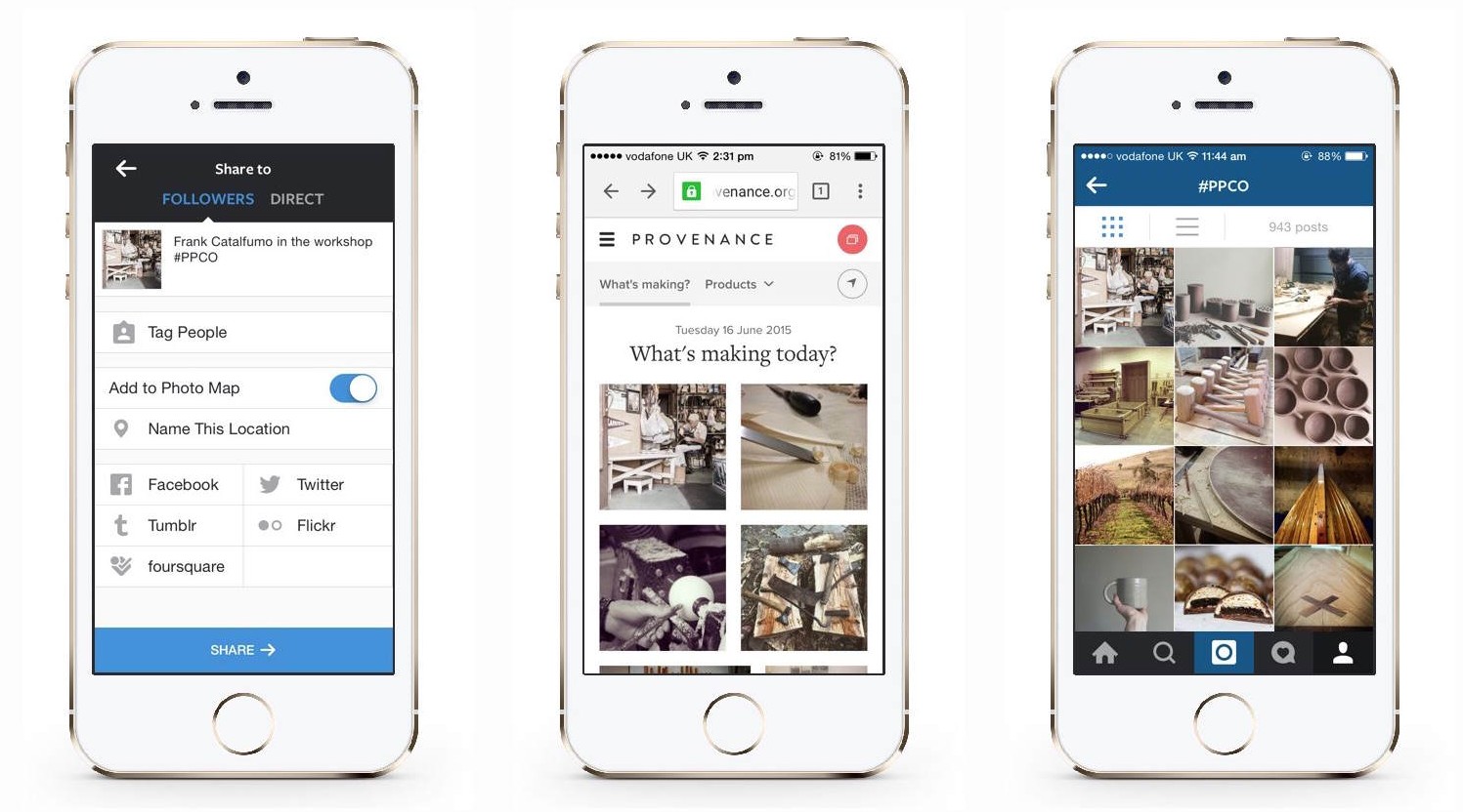 Link your Instagram and add #PPCO to your caption as you post to directly upload it to Provenance!
