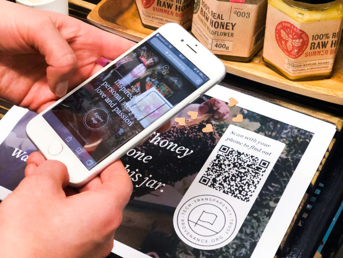 Scanning QR code to discover sustainability