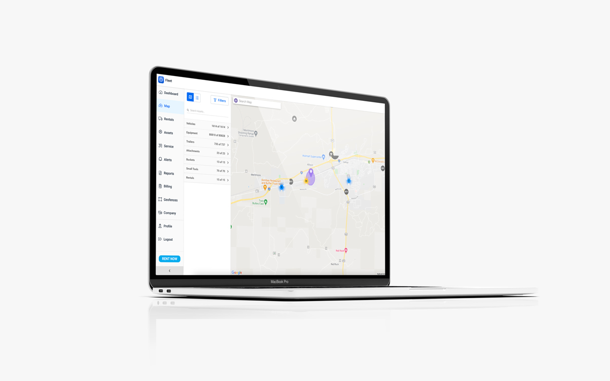fleet map on laptop.