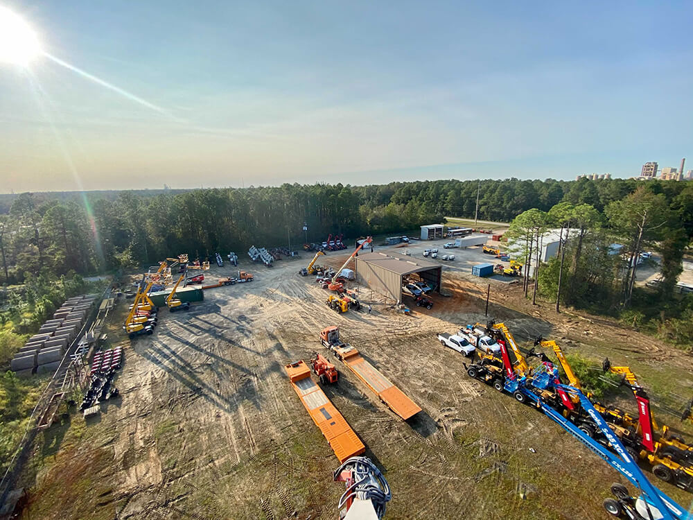 birds eye view of jobsite.