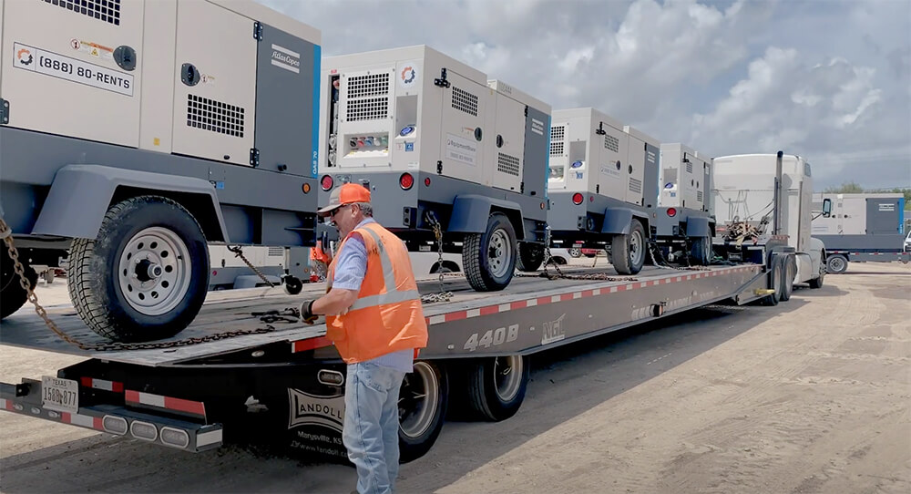 man securing equipment.