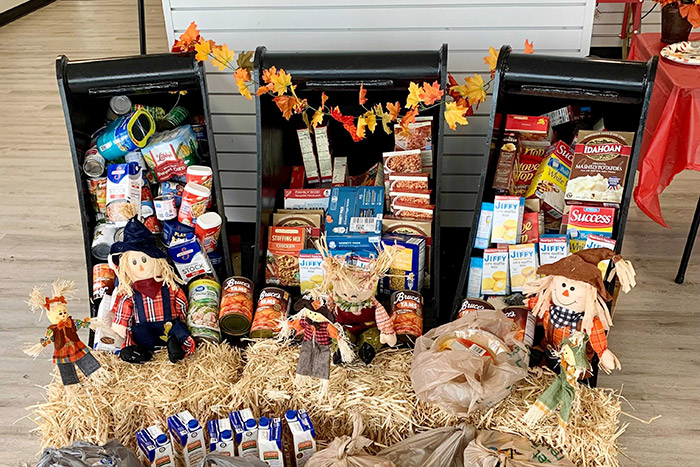 non perishable food in excavator buckets