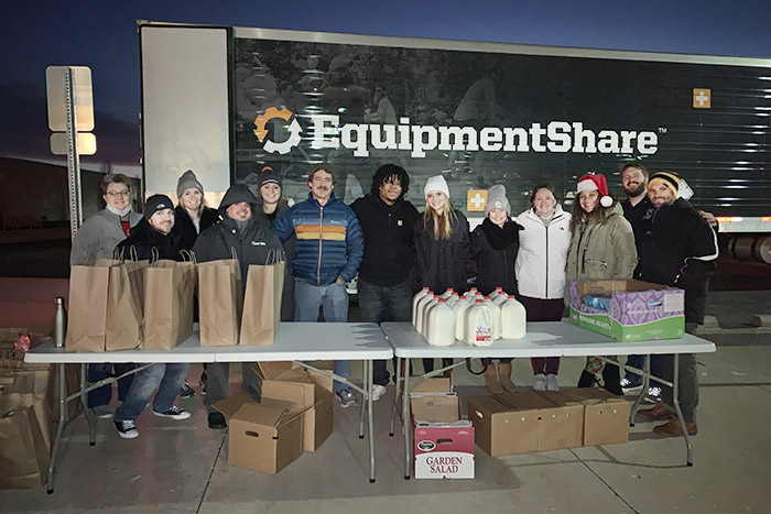 Community image with Equipmentshare employees.