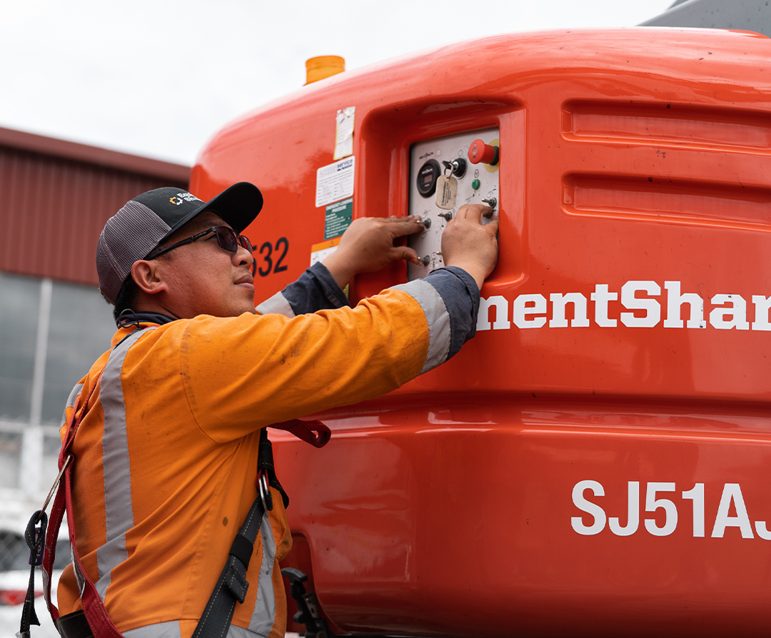 Man working on machine.