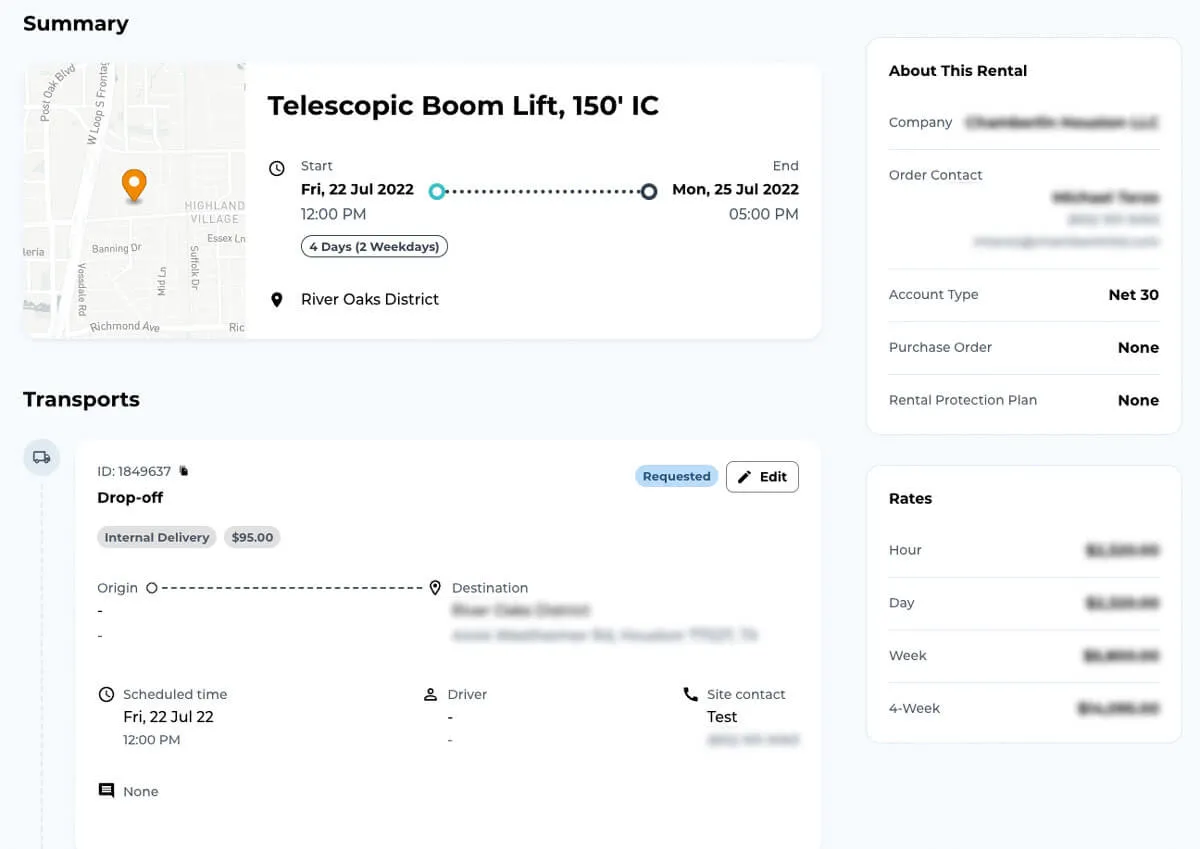 RentOps Rental summary