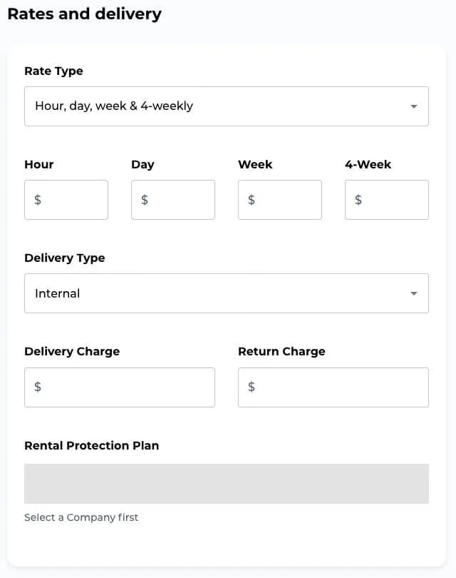 RentOps Rental Reservation screen