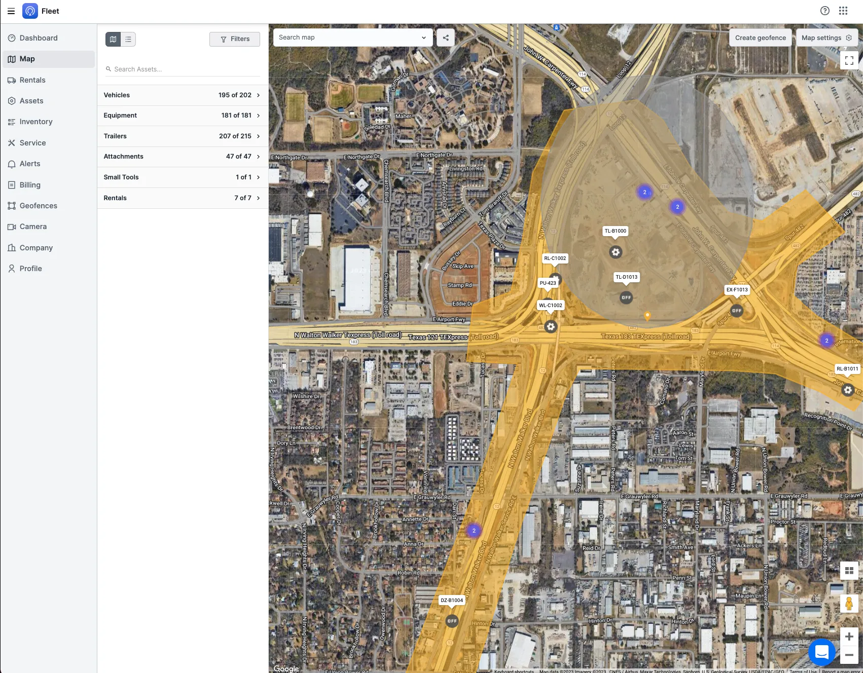 geofence map screen.