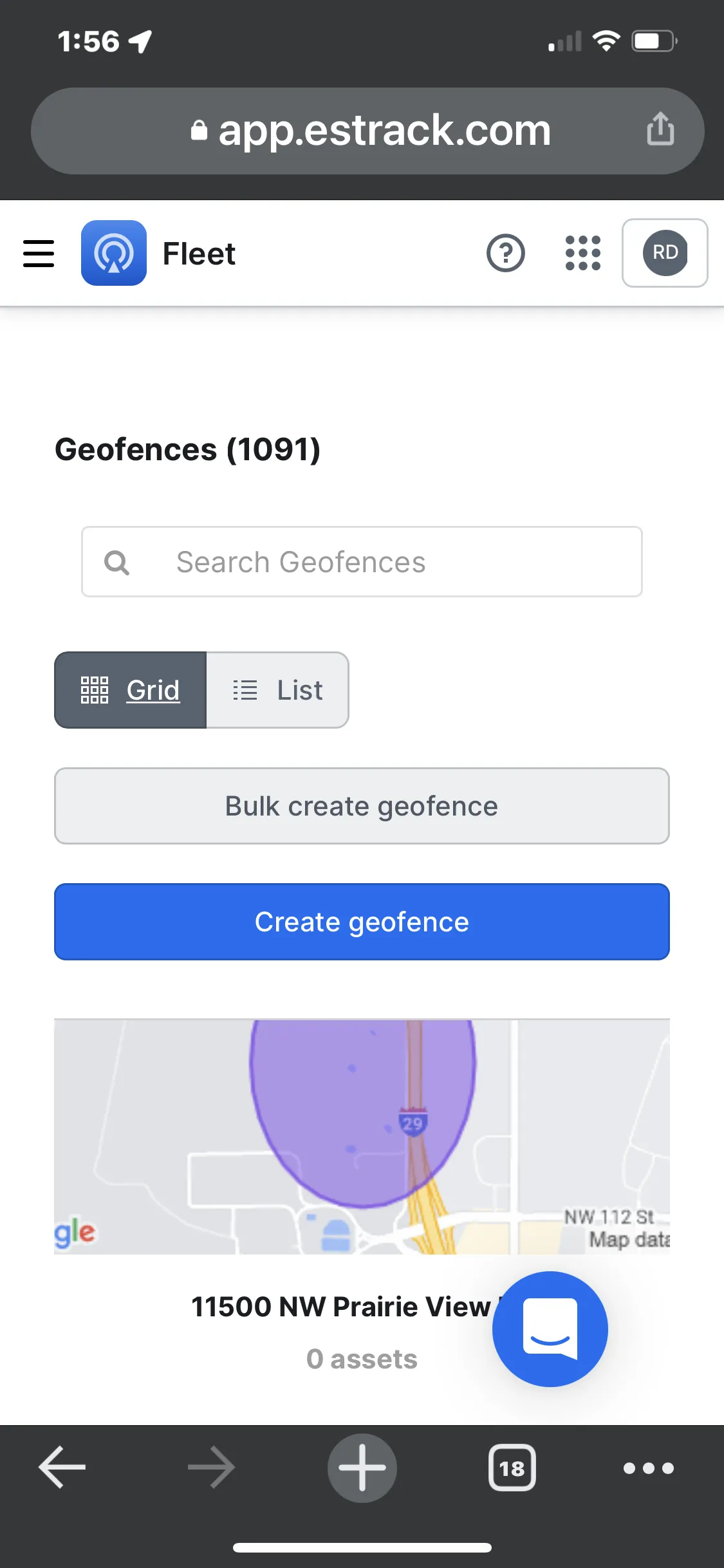 geofence mobile screen.