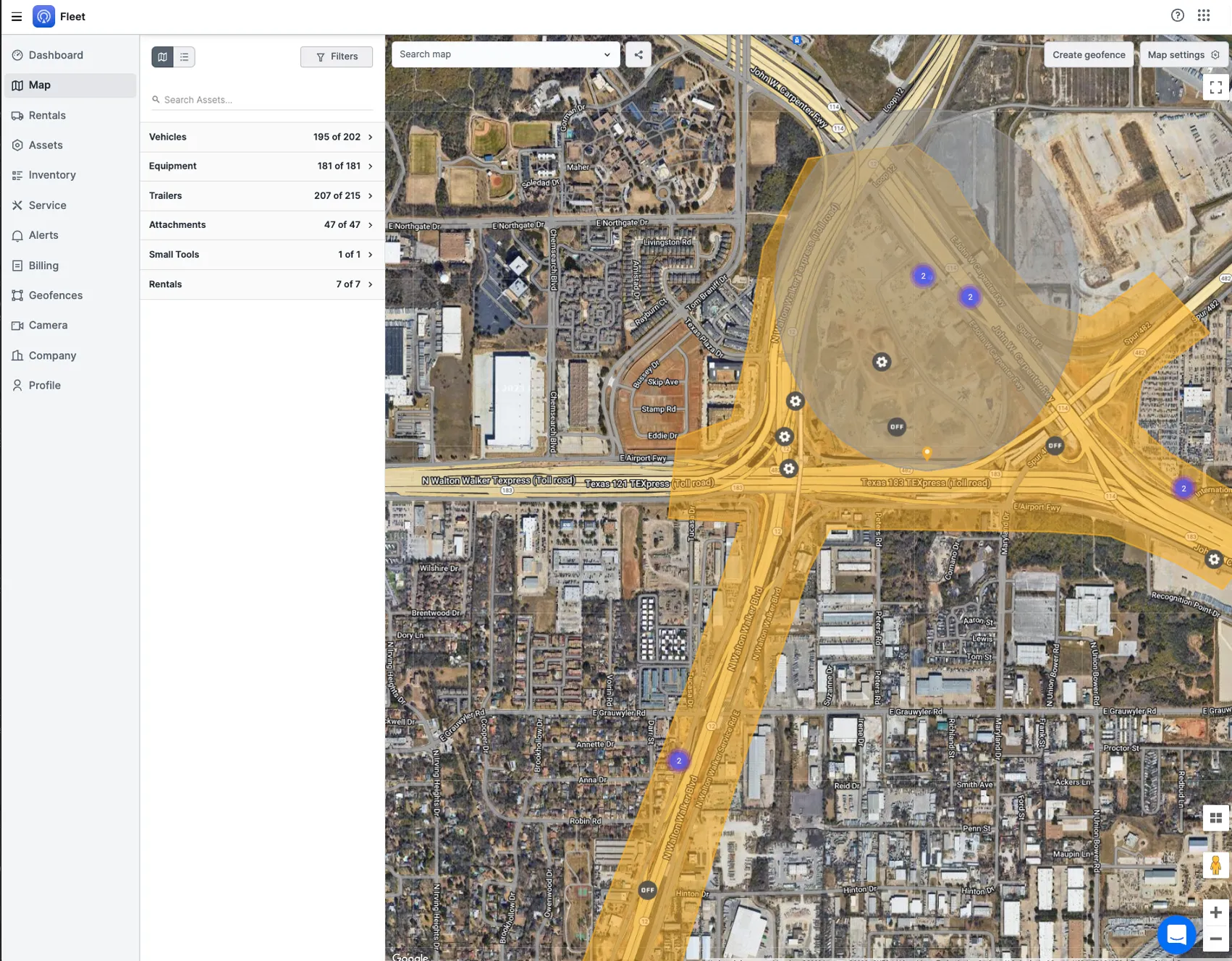 geofence map screen.