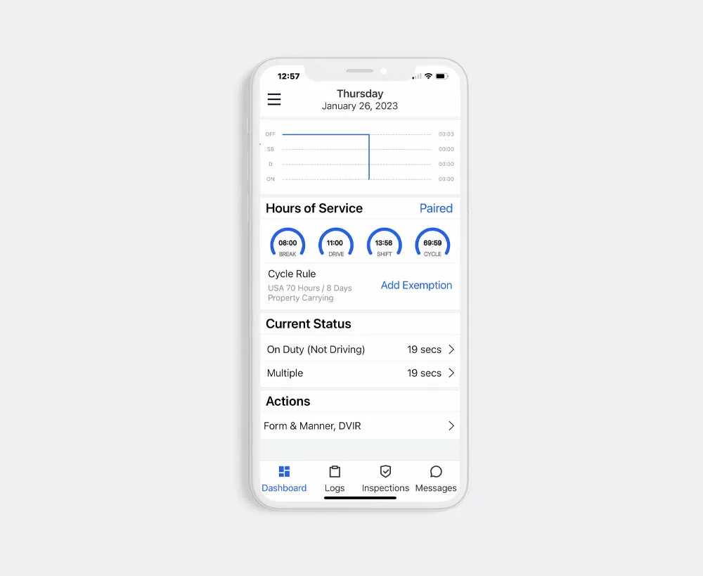 Fleet service time tracking on a smart phone.