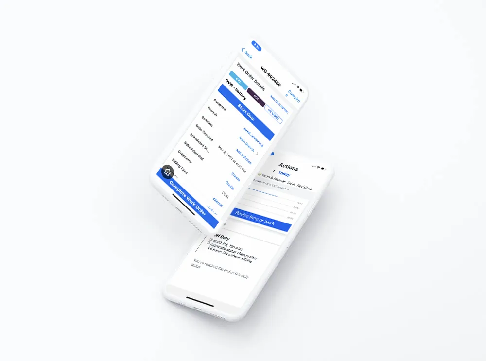 Time Cards screens shown on mobile phones.