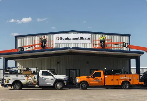 EquipmentShare Branch with Two Trucks in Front