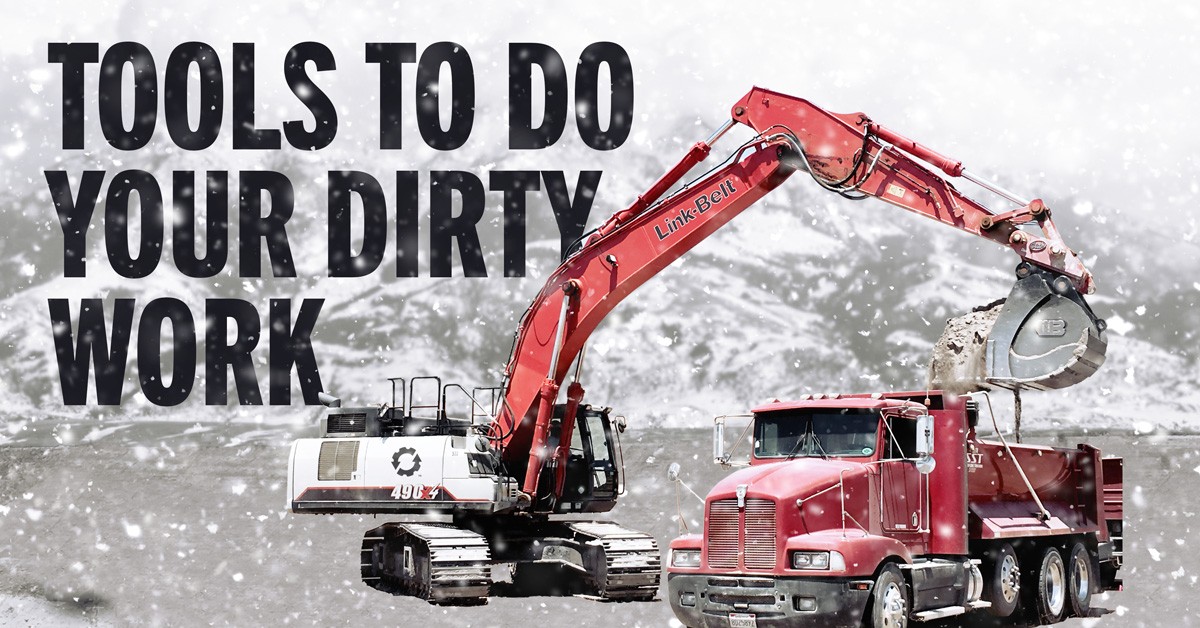 Excavator loading a dump truck