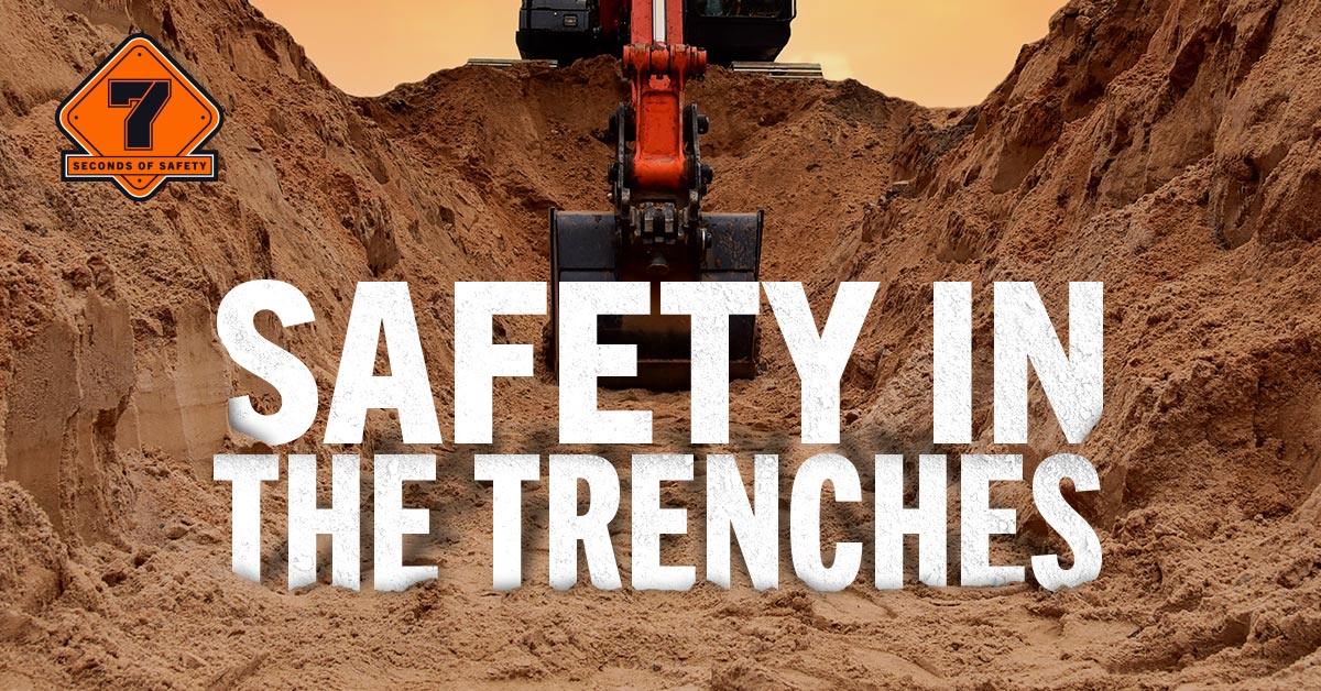 Excavator digging a trench