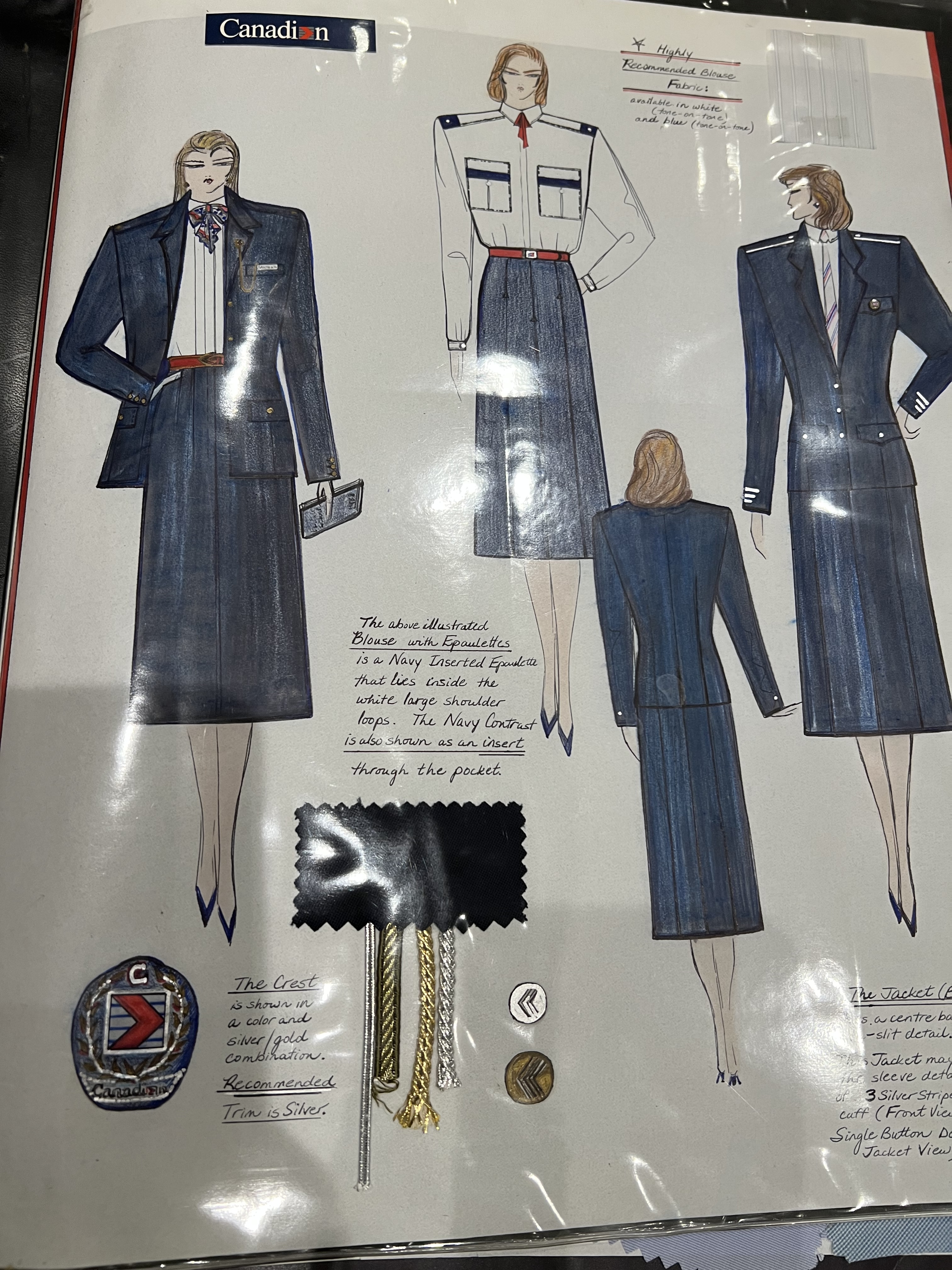 Drawings of Freda's designs for Canadian Airlines