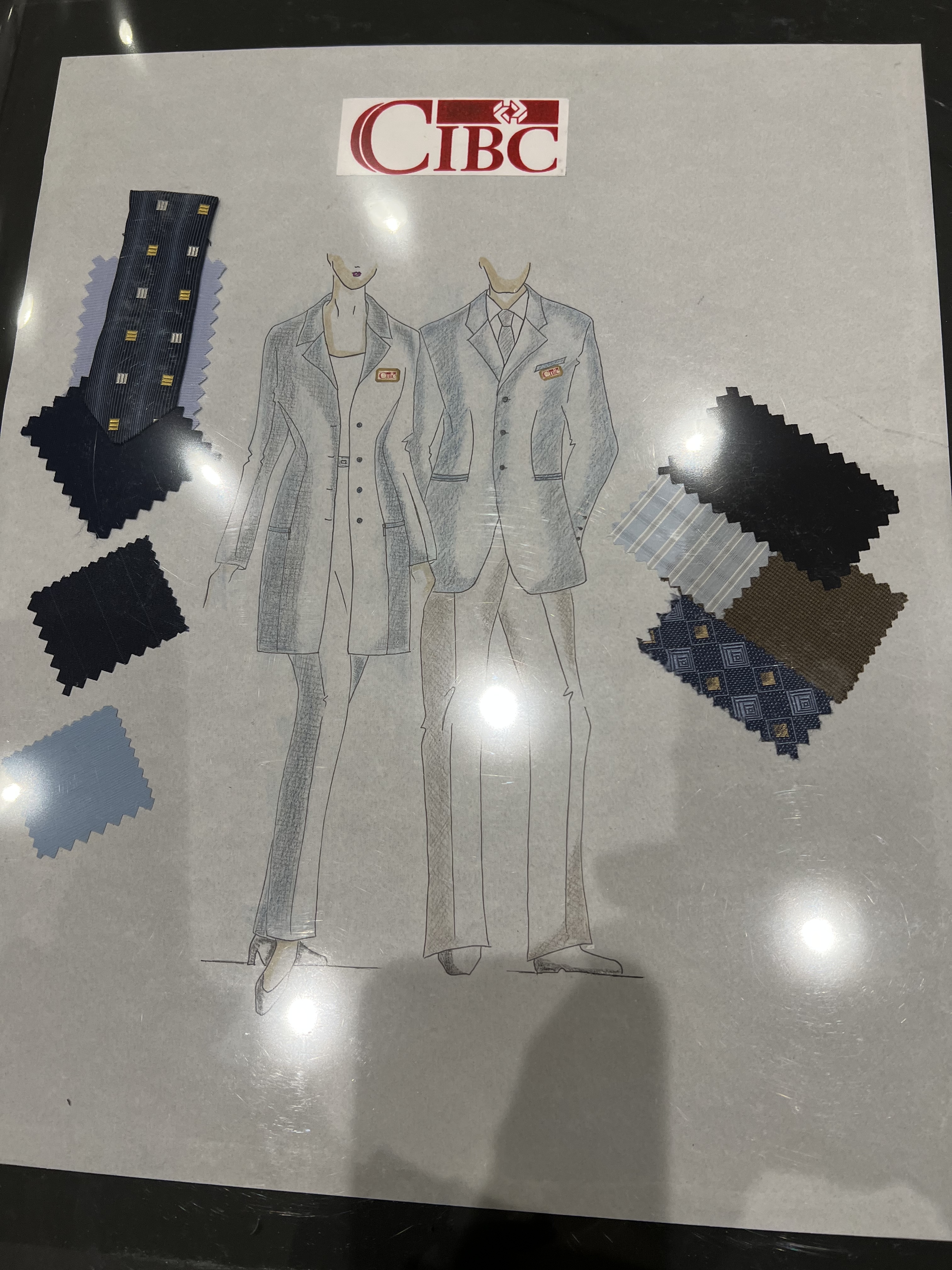 Drawings of Freda's designs for CIBC