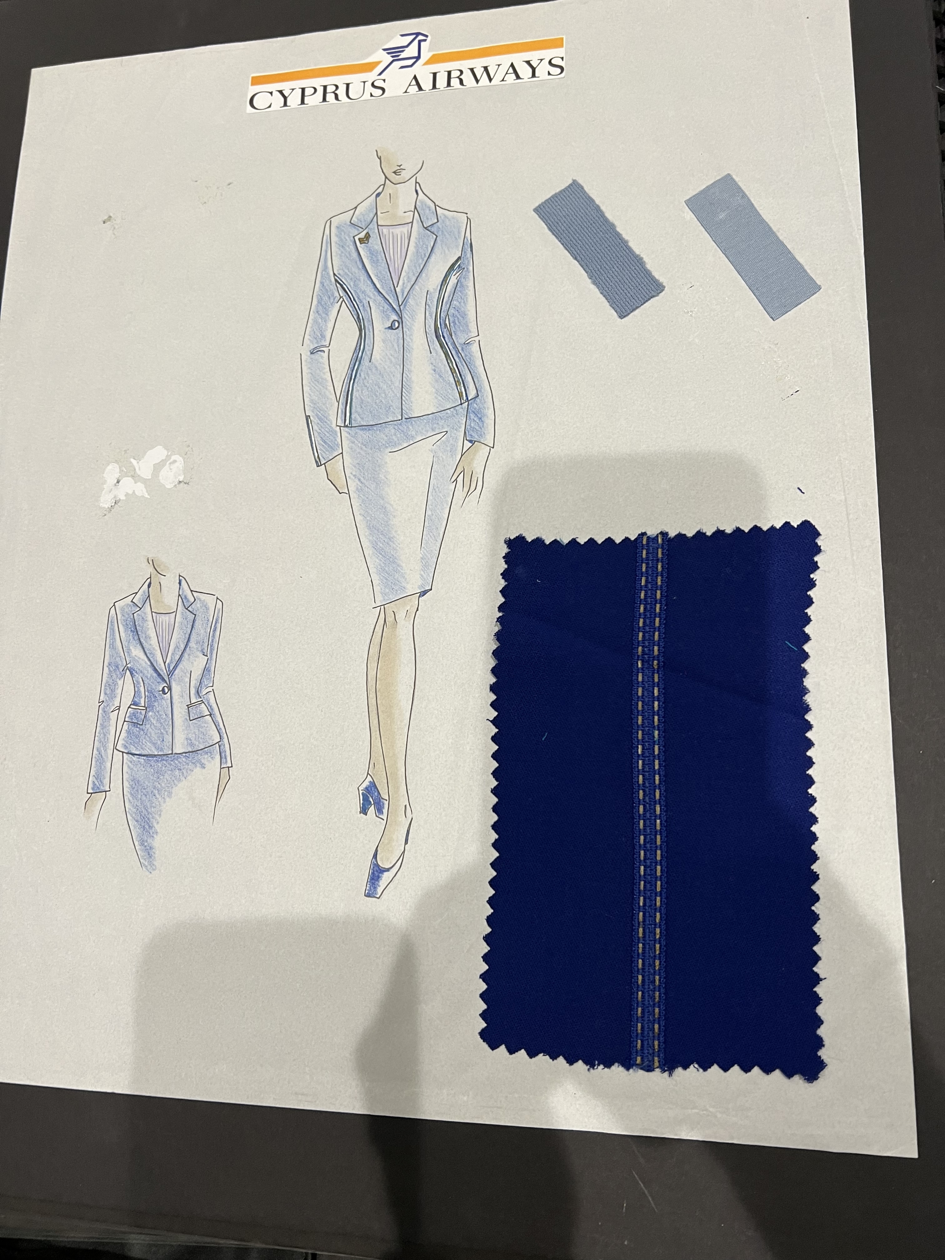 Drawings of Freda's designs for Cyprus Airways