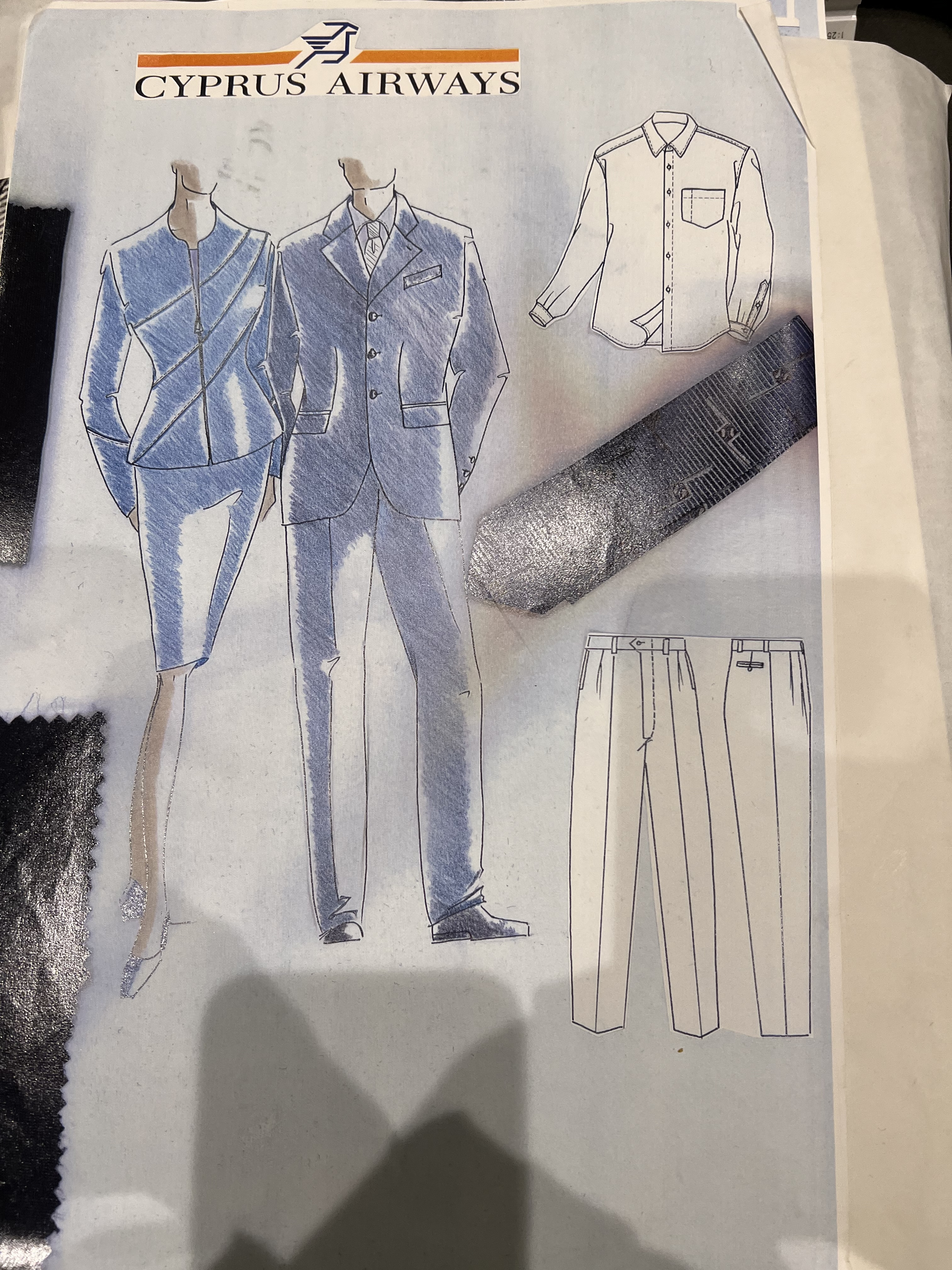 Drawings of Freda's designs for Cyprus airways