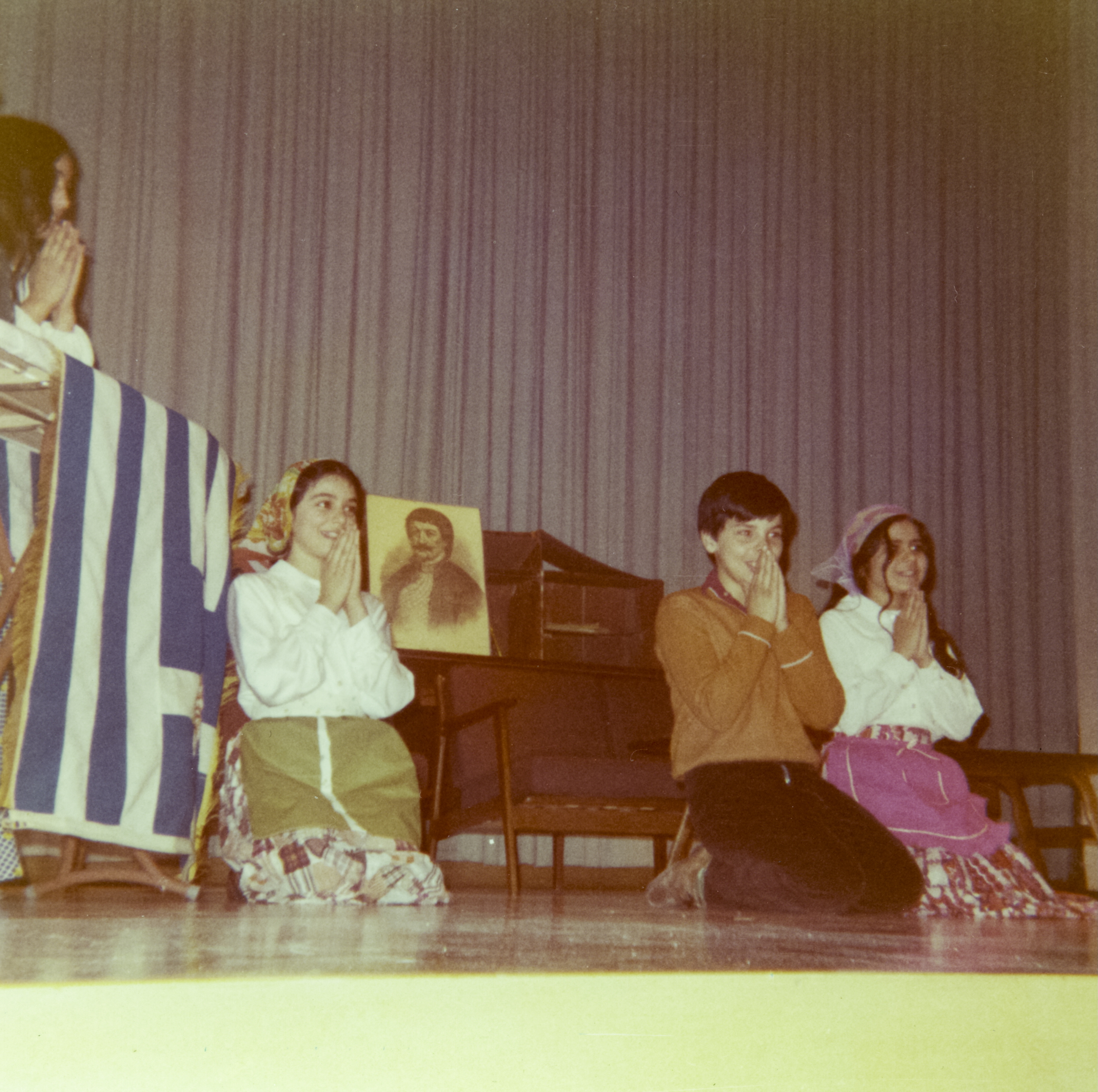 Helen in a Greek school play, early 1970s