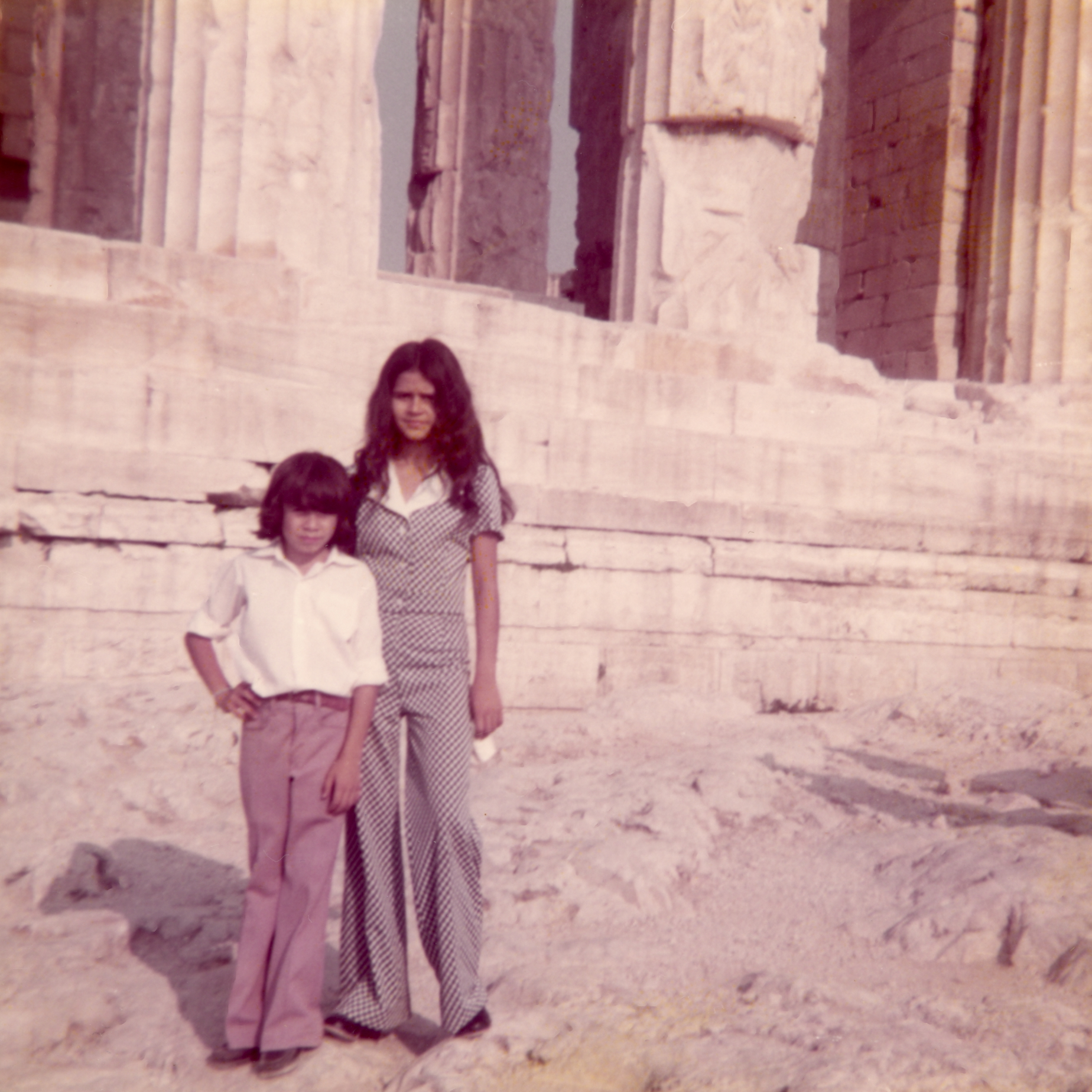  Helen and her brother in front of the Parthenon, 1973