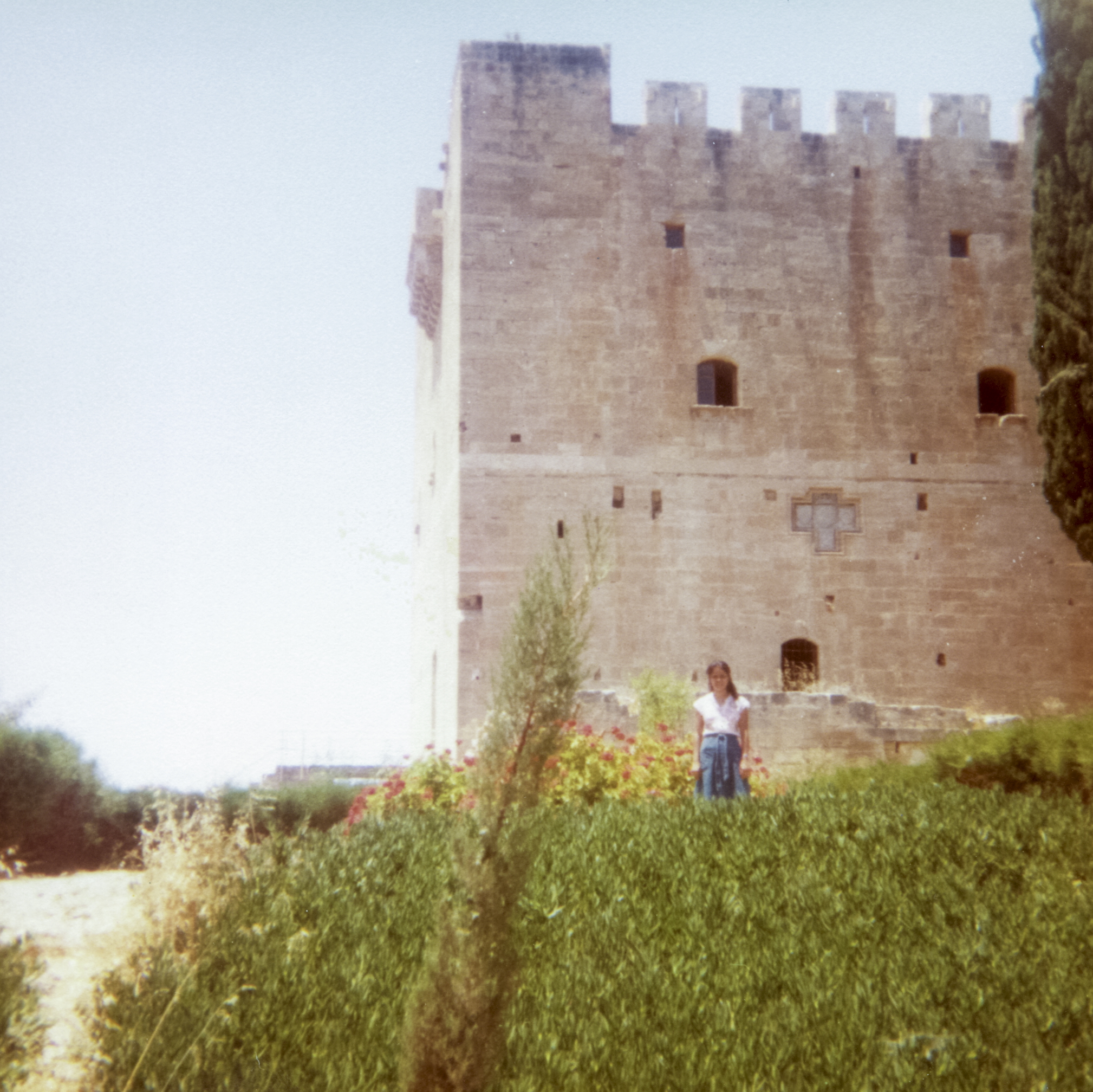 Helen outside of Kolossi Castle, 1978