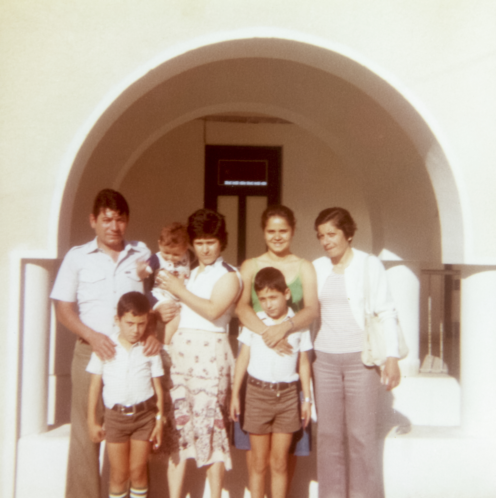 Helen visiting her aunt, whose home was burnt down during the coup, 1978