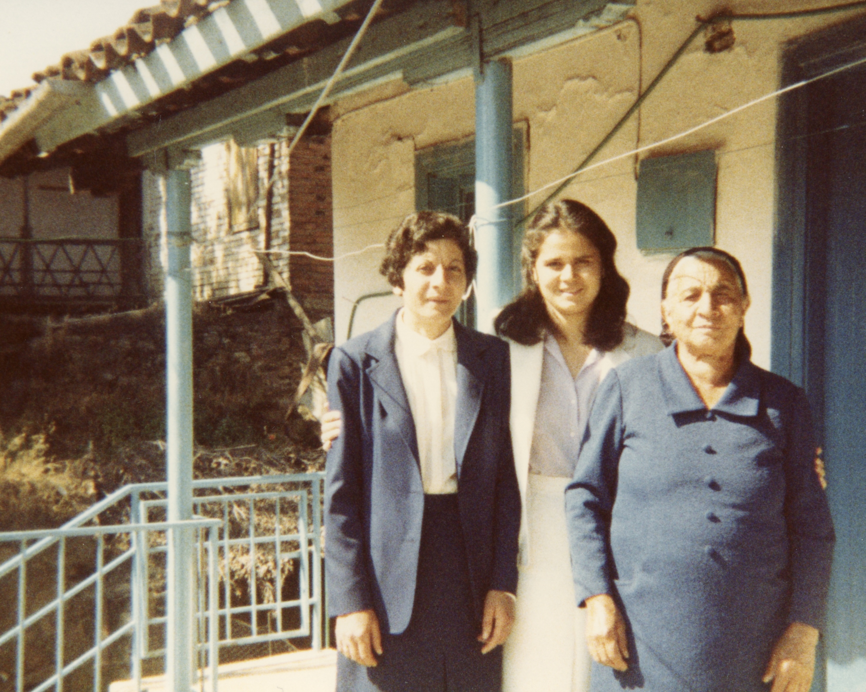 Helen with her mother and maternal yiayia outside of her home in Kambos, 1978