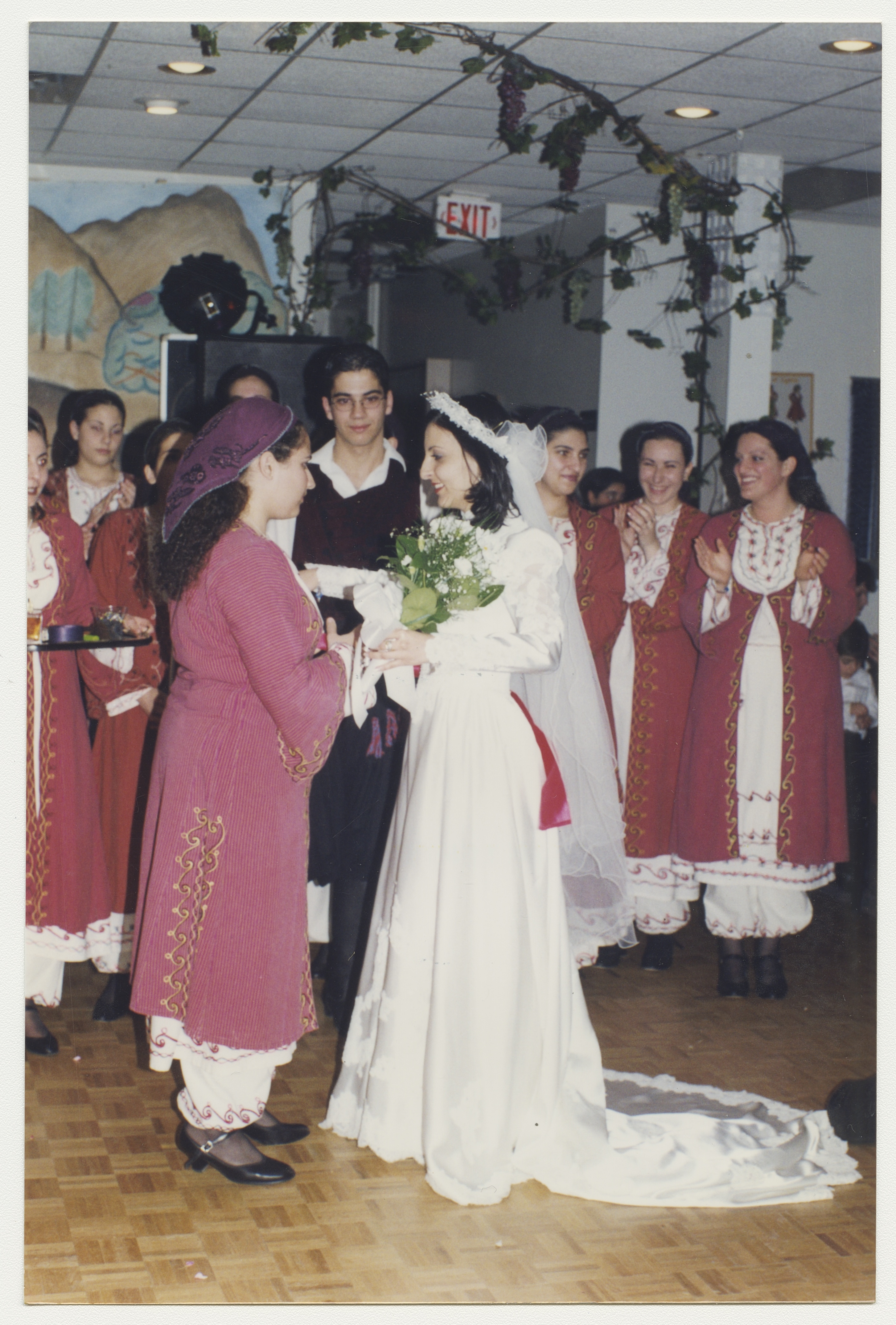 Helen's sister (on the left)  in the Cypriot dance group, late 1990s. York University Libraries, ASC61629