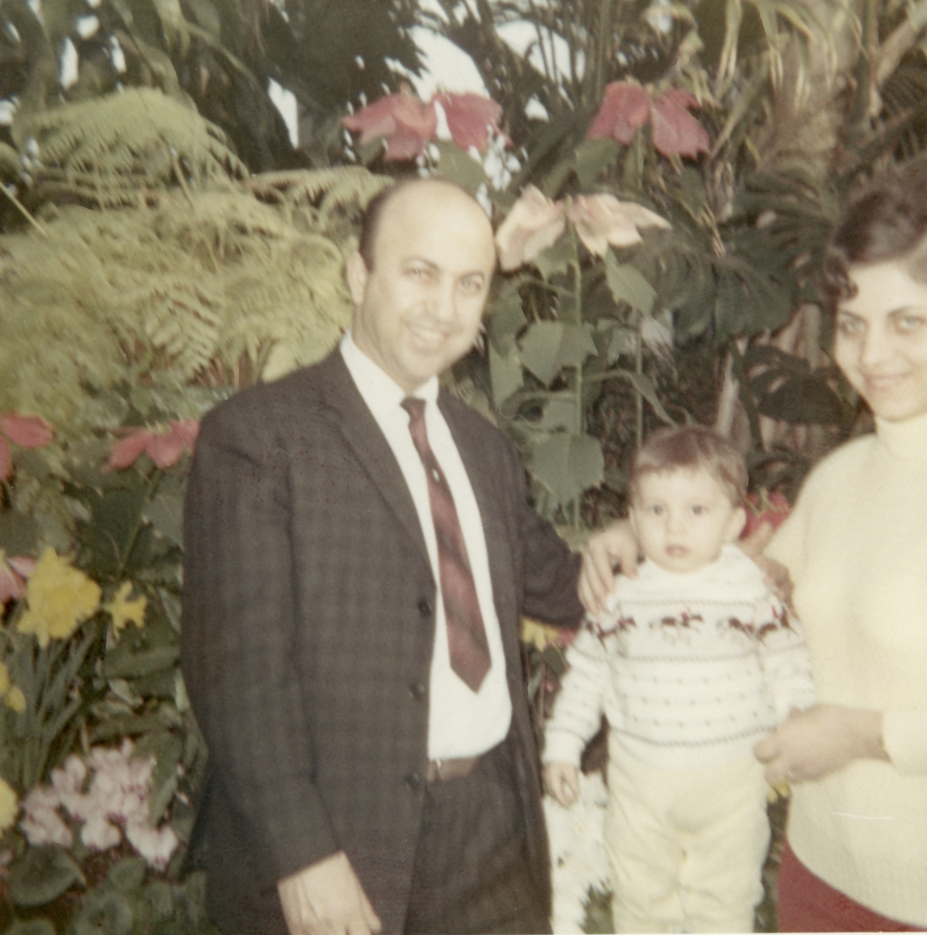 George with his son and wife at the Butterfly Conservatory in Niagara Falls, early 1970s 