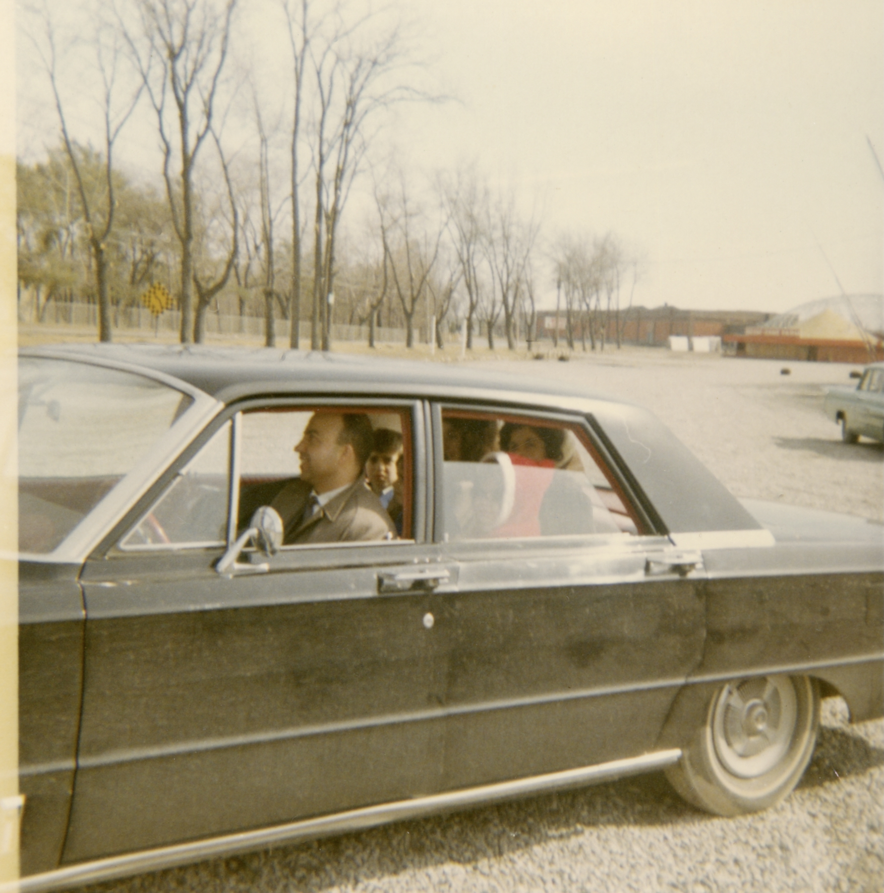 George with relatives in the car, early 1970s