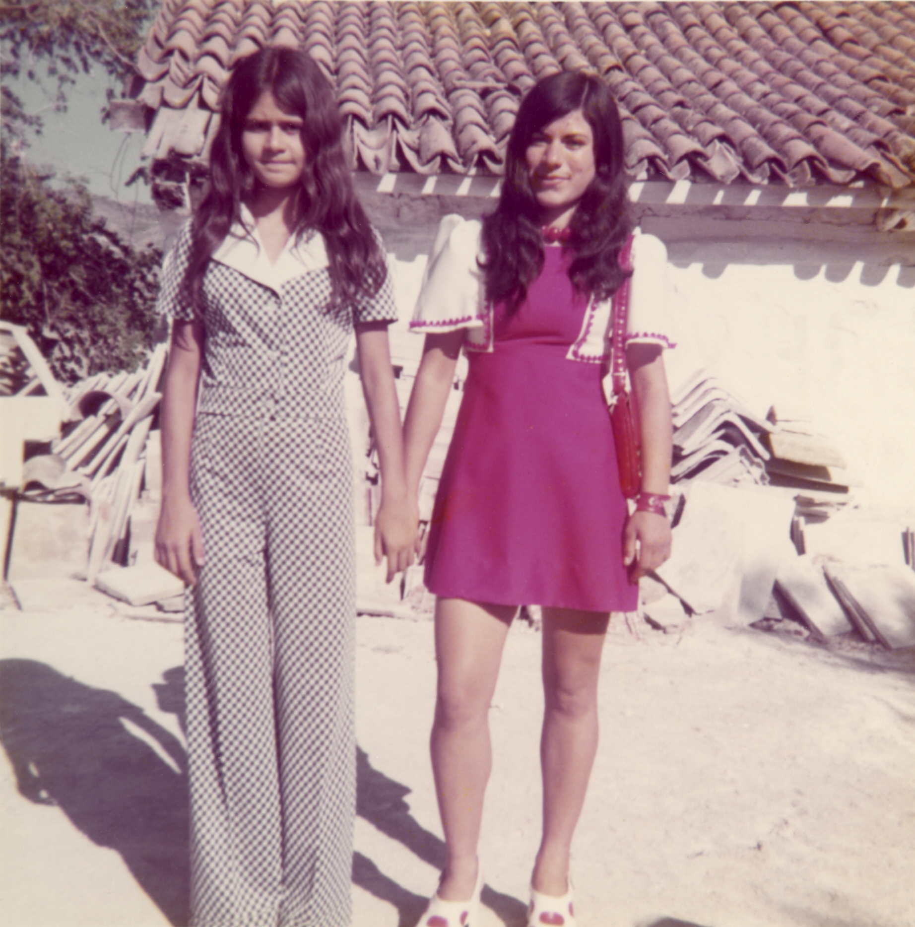 Anna's mother (in the pink dress) with fellow interviewee, Helen Power, 1973