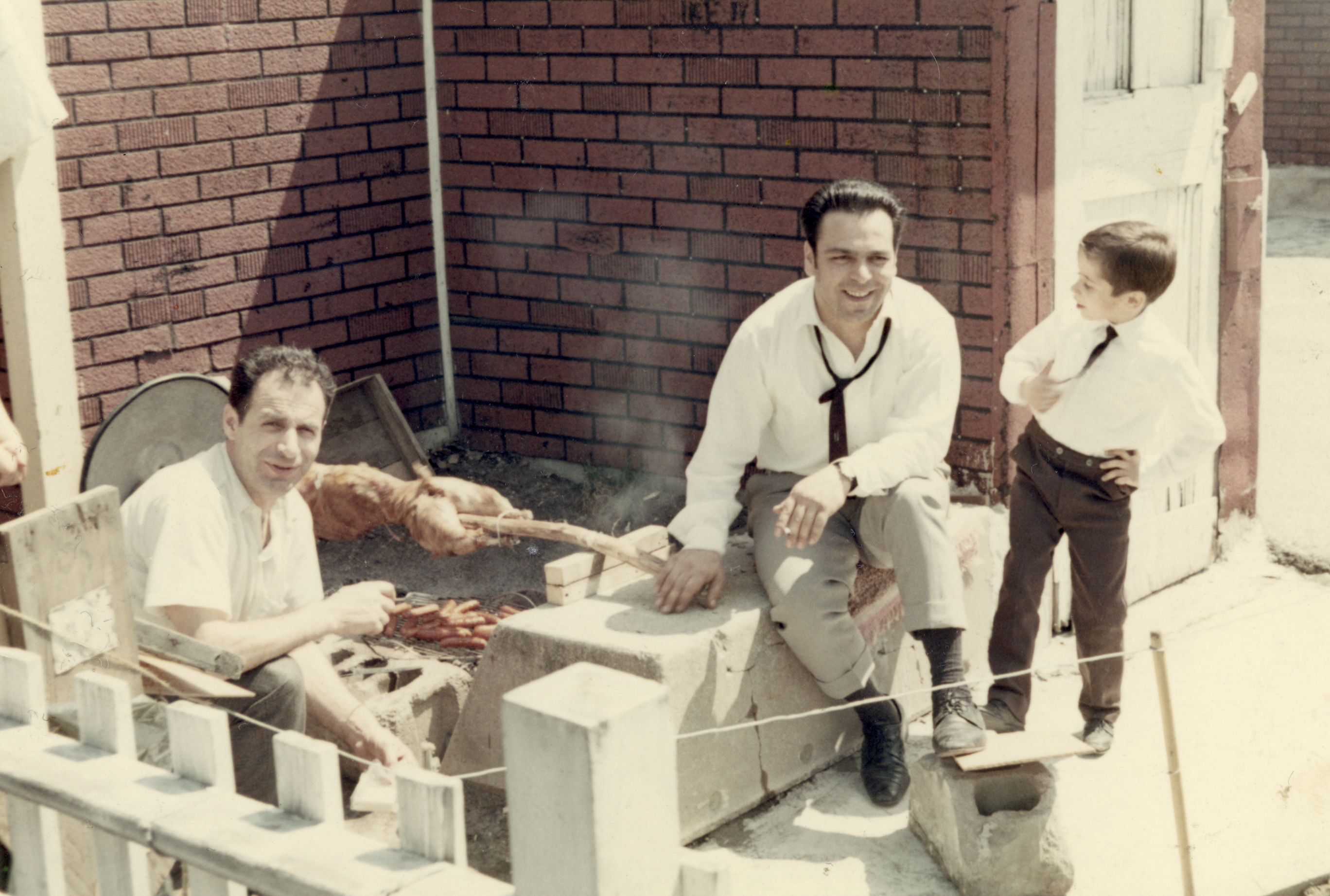 Theodoros with his son and a family friend at their home on the Danforth, early 1970s