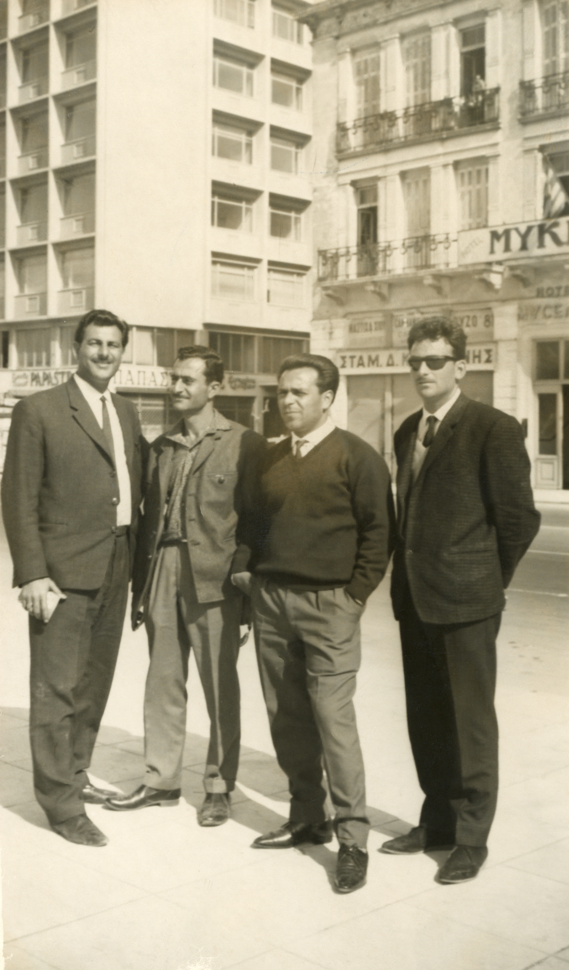 Theodoros with fellow Cypriots in Athens during a stop on their migration journey, 1966
