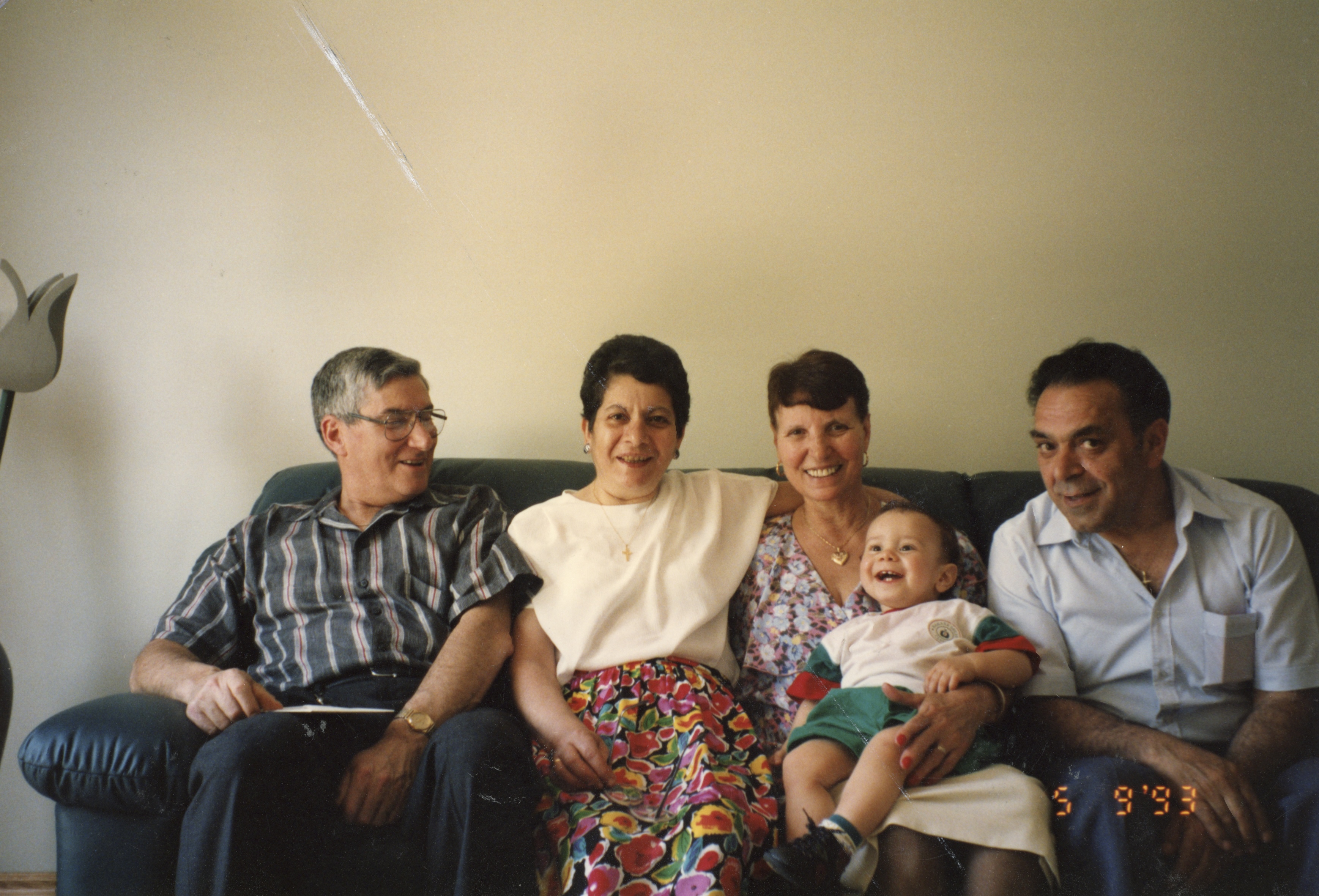 Theodoros with his wife, the interviewer, and the interviewer's maternal grandparents, May 9, 1993