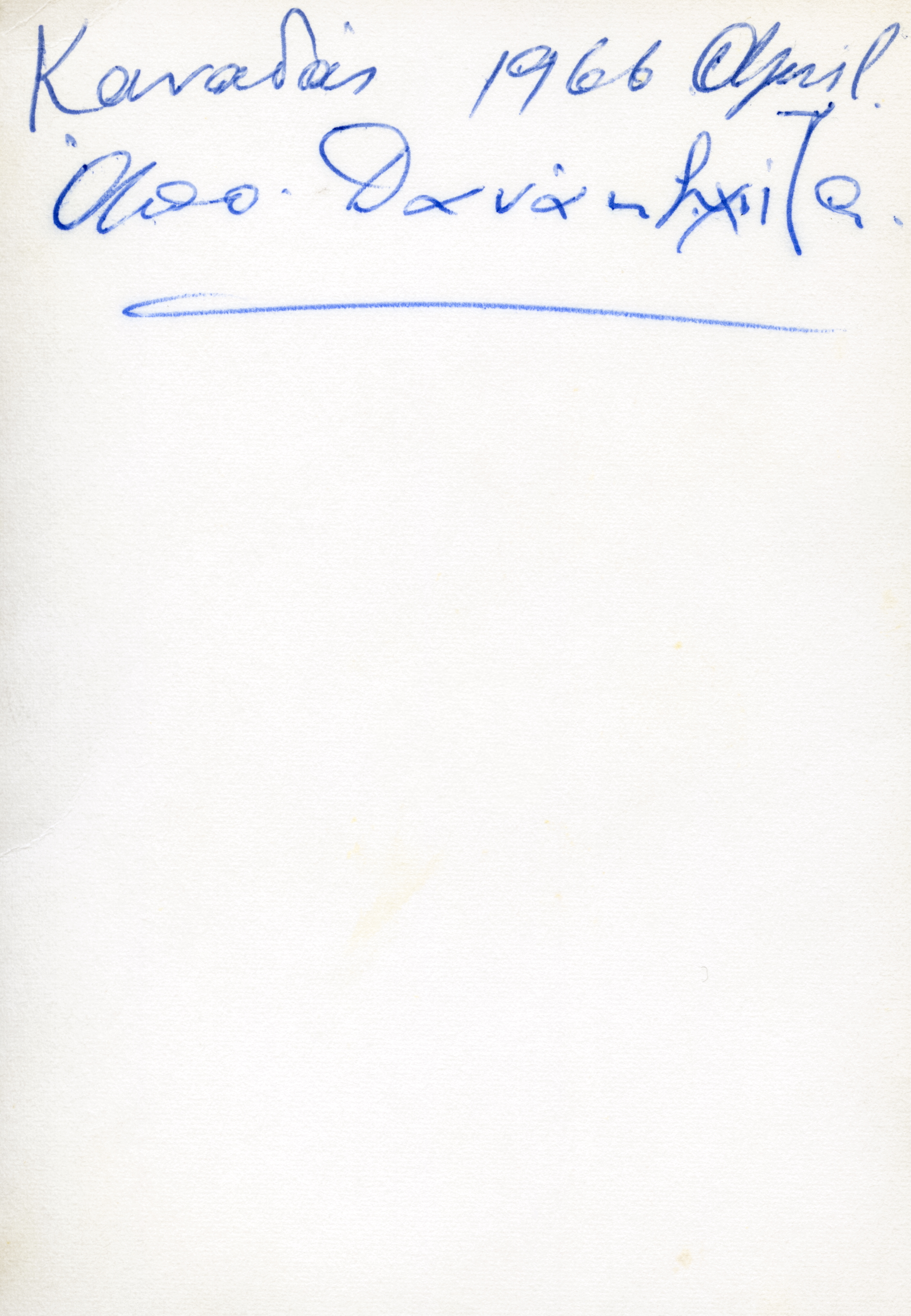 The writing on the back of the previous photo, April 1966