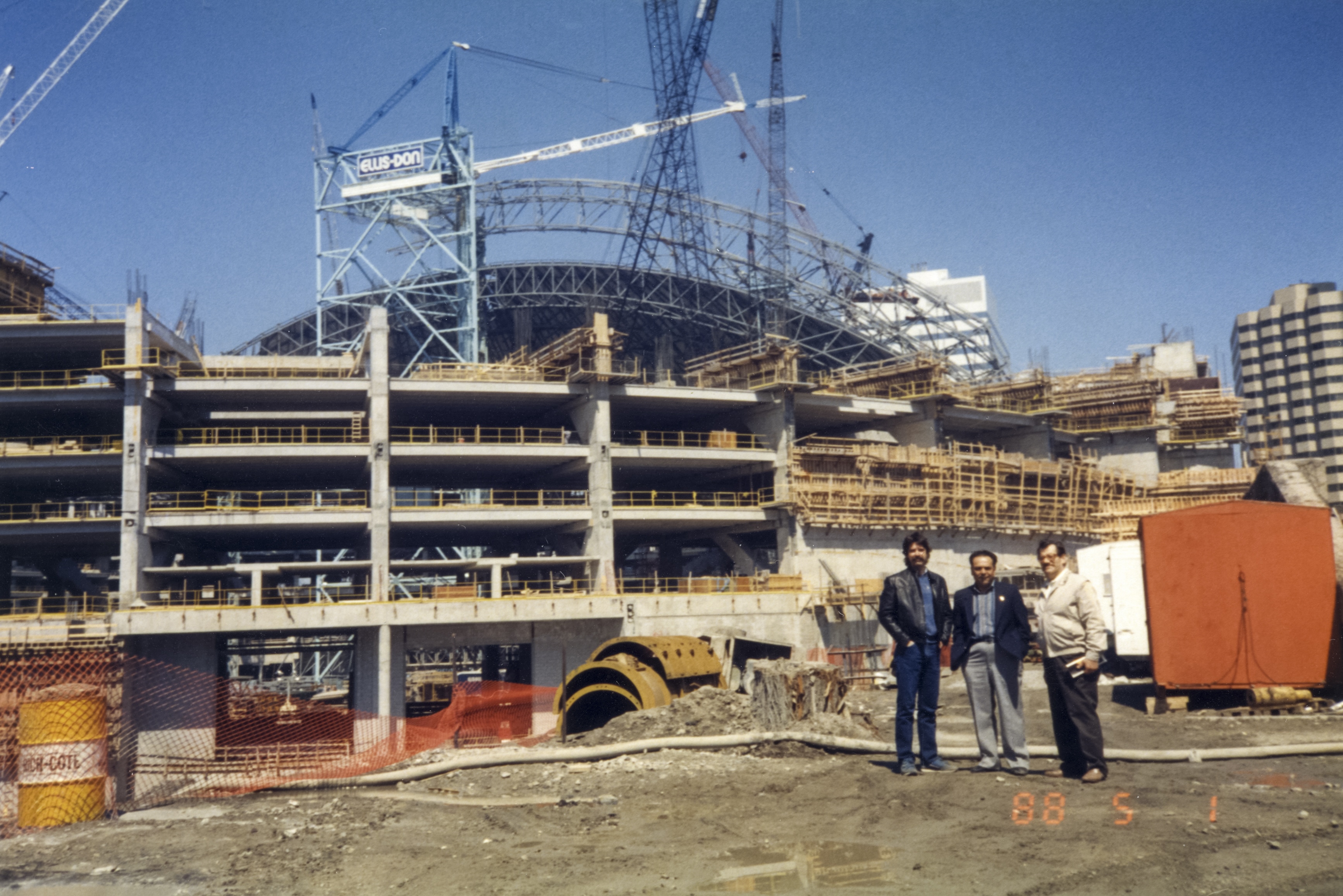 Theodoros during the construction of the SkyDome, May 1, 1988