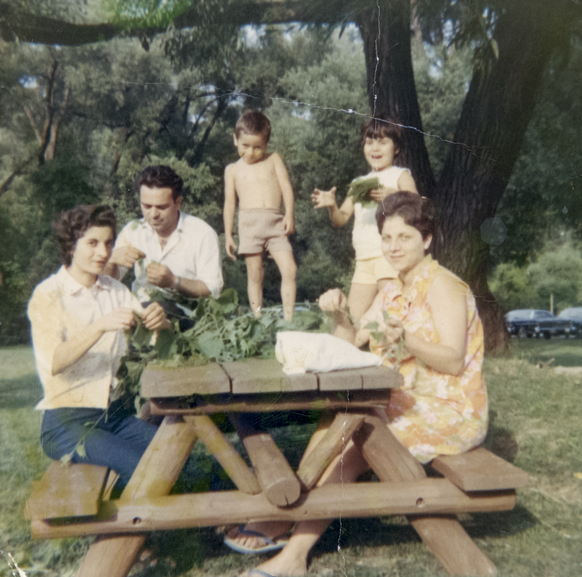 Theodoros with his wife, children, and sister-in-law, late 1960s