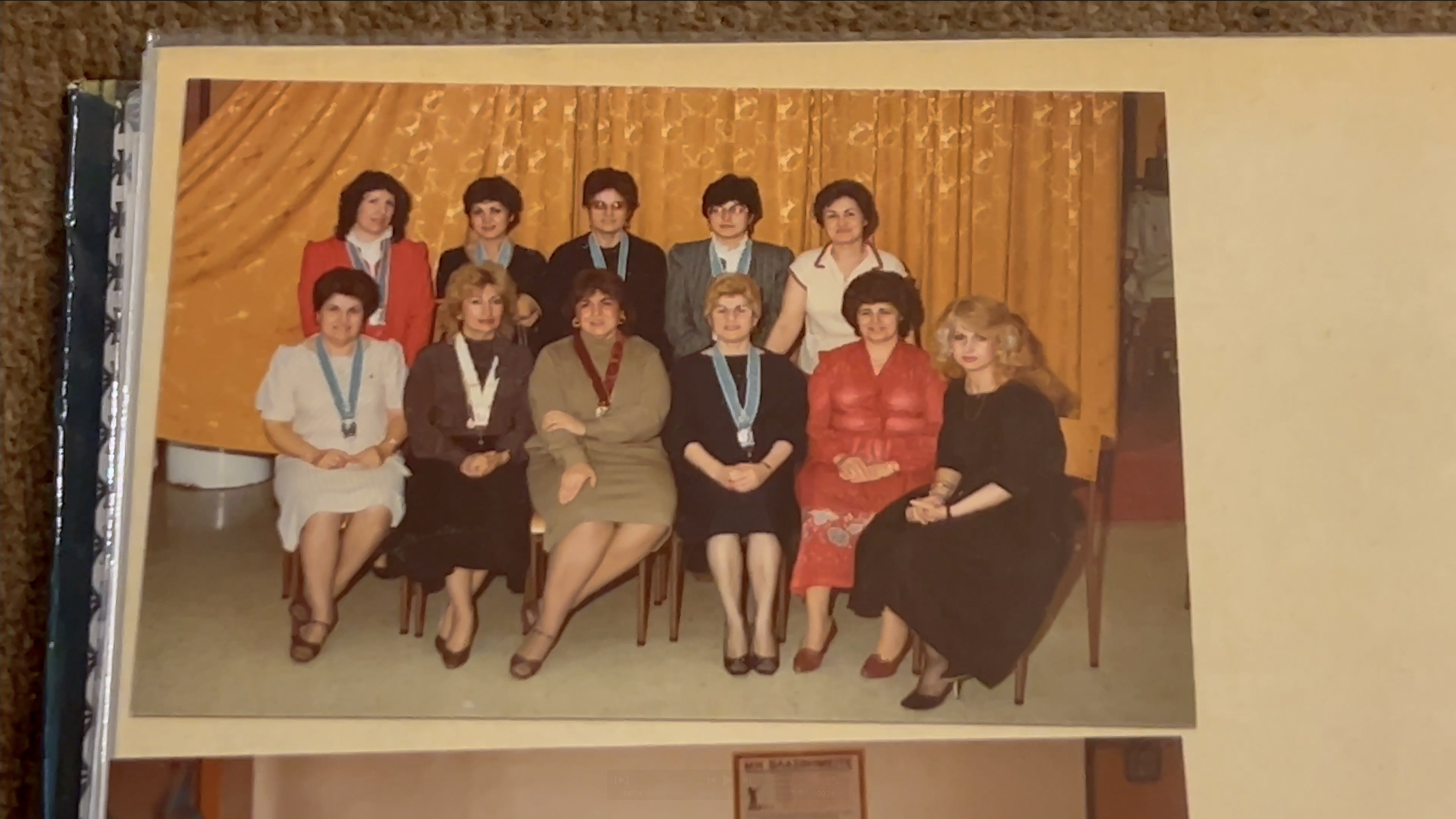 Androula (on the bottom left) in a group photo for a women's auxiliary society, late 1970s or early 1980s